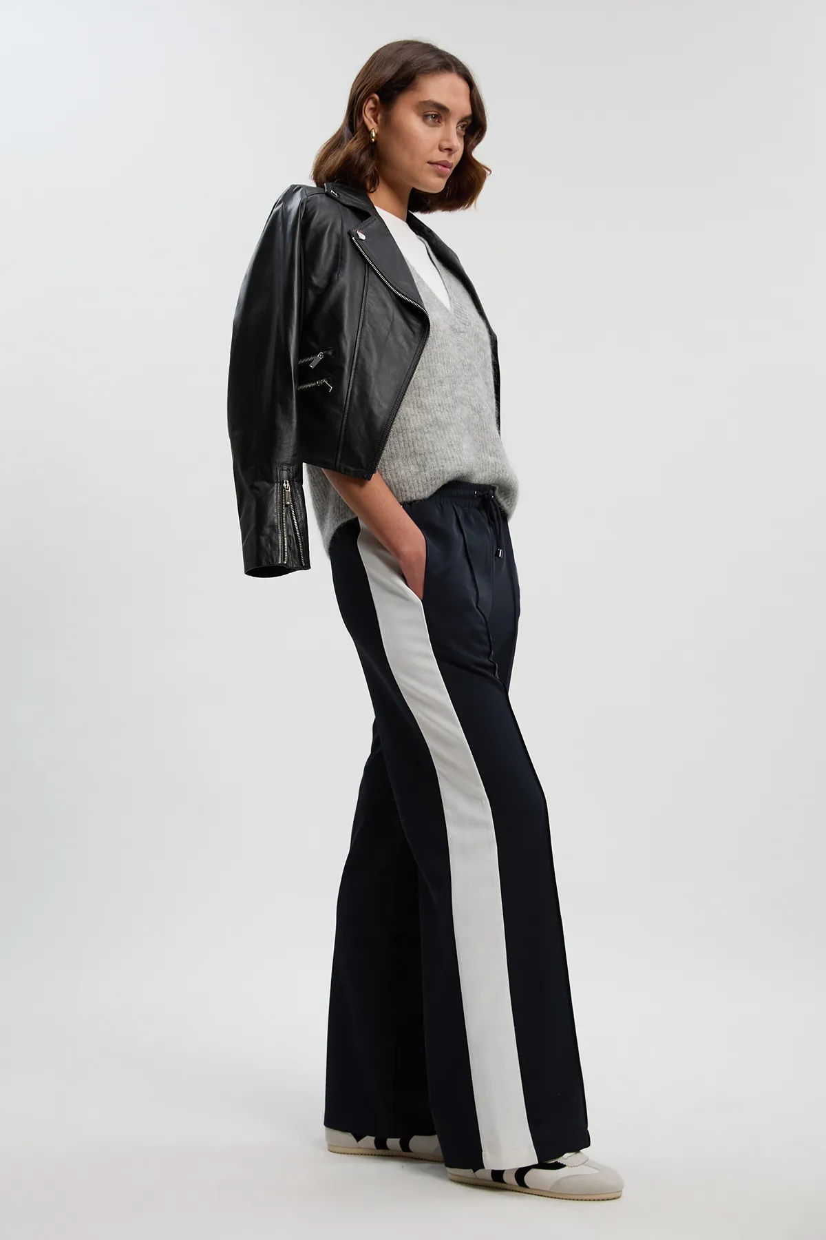 Tall Twill Contrast Woven Wide Leg Pants BKK26260