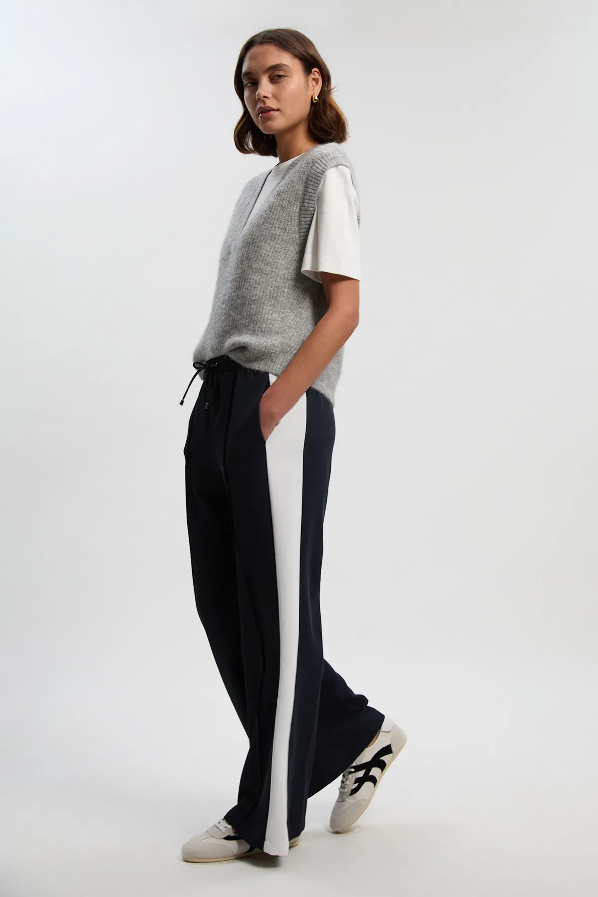 Tall Twill Contrast Woven Wide Leg Pants BKK26260