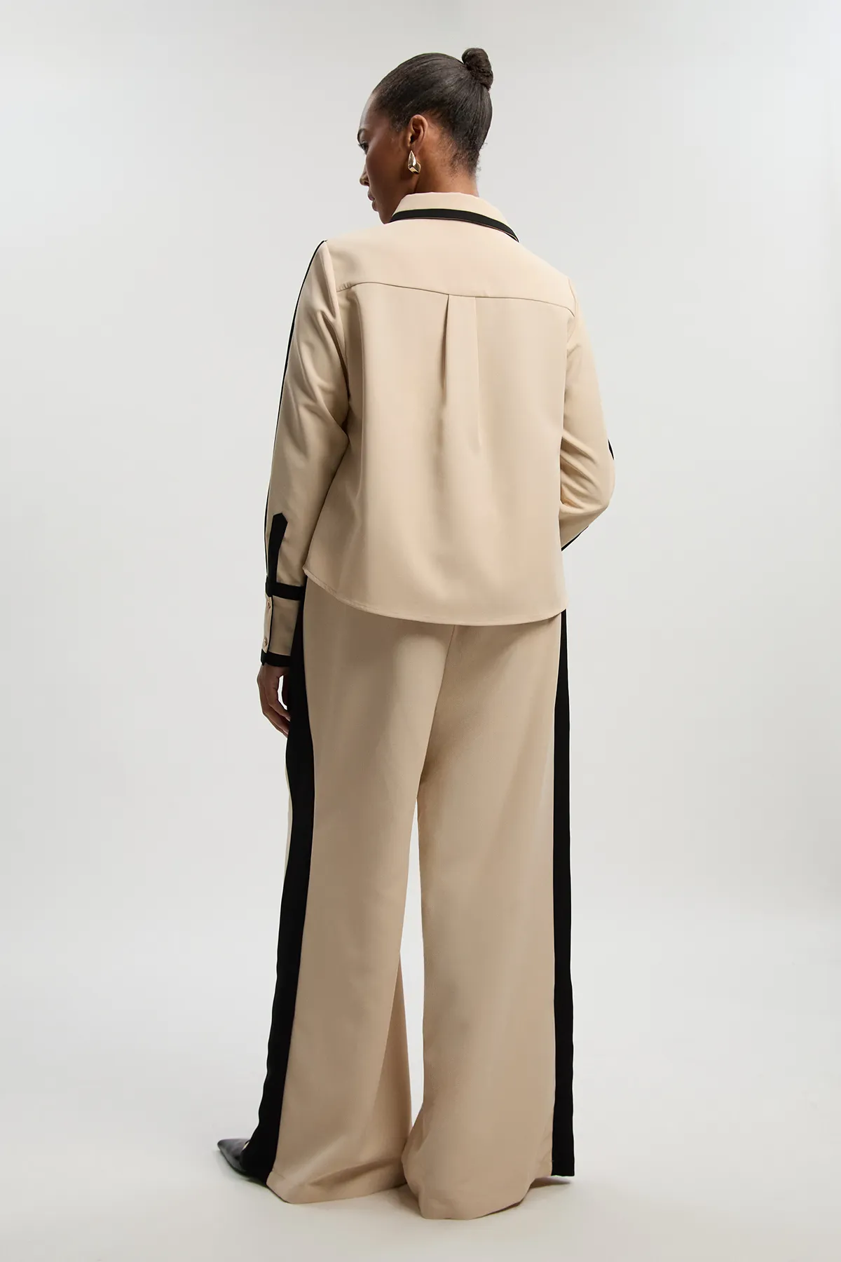 Plus Size Twill Contrast Woven Wide Leg Pants 4 Plus Size Twill Contrast Woven Wide Leg Pants