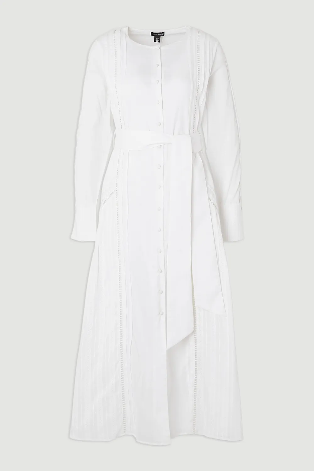 Plus Size Cotton With Lace Trim Insert Woven Long Sleeve Midi Dress BKK26287 4 Plus Size Cotton With Lace Trim Insert Woven Long Sleeve Midi Dress BKK26287