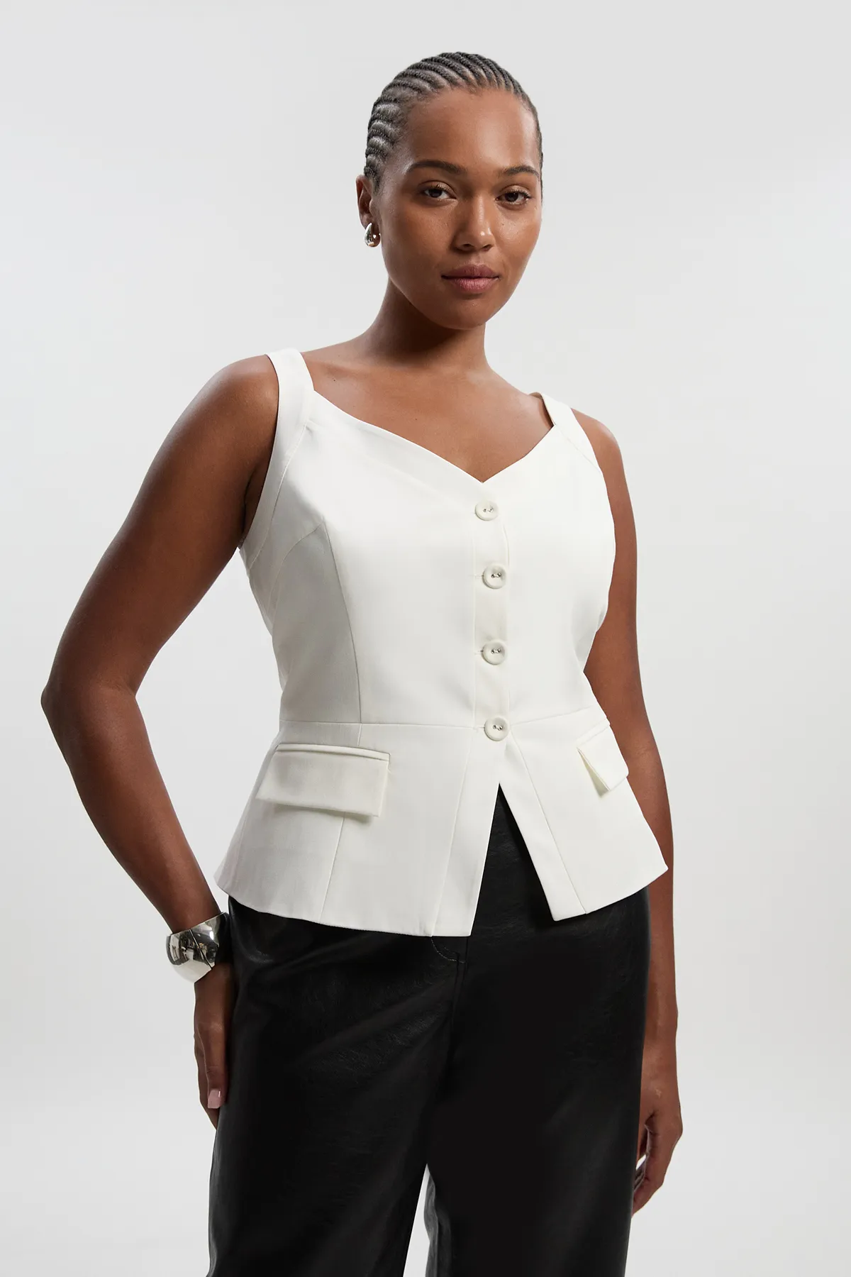 Plus Size Tailored Tux Corset Top BKK26341