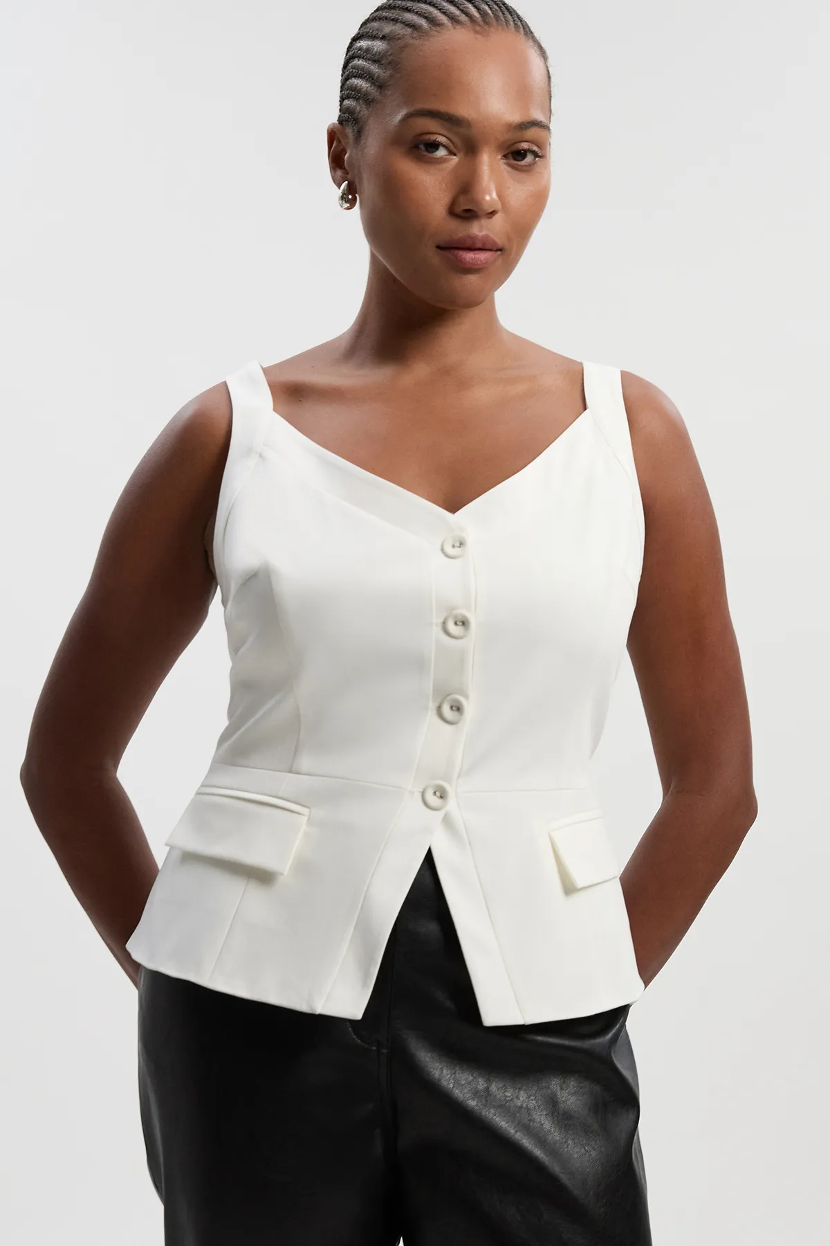 Plus Size Tailored Tux Corset Top BKK26341