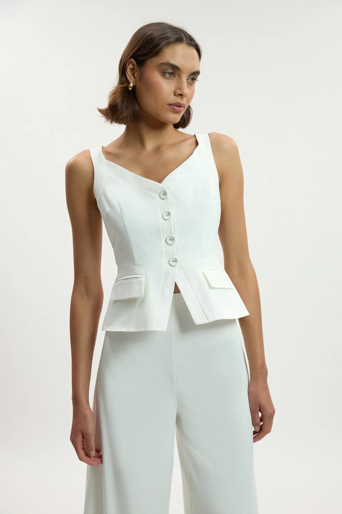 Petite Tailored Tux Wide Leg Jumpsuit BKK26340