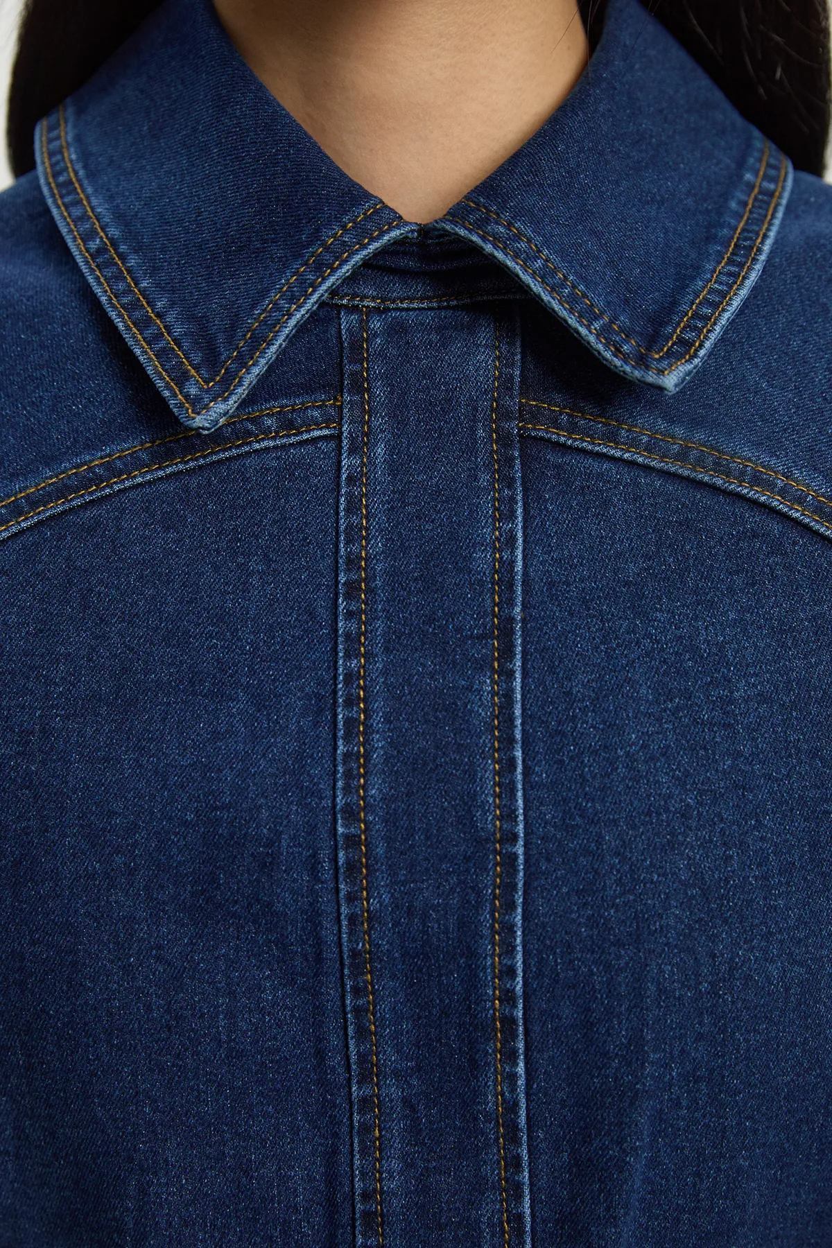 Stretch Denim Tab Belt Detail Midi Dress BKK26357 3 Stretch Denim Tab Belt Detail Midi Dress BKK26357