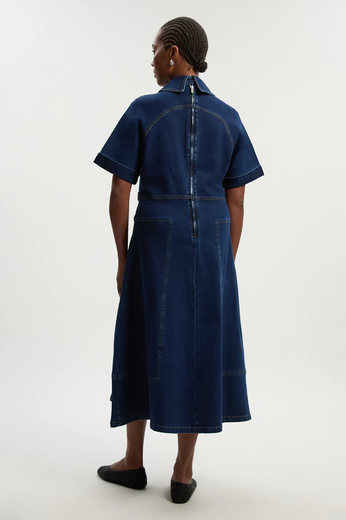 Plus Size Stretch Denim Tab Belt Detail Midi Dress BKK26358 6 Plus Size Stretch Denim Tab Belt Detail Midi Dress BKK26358