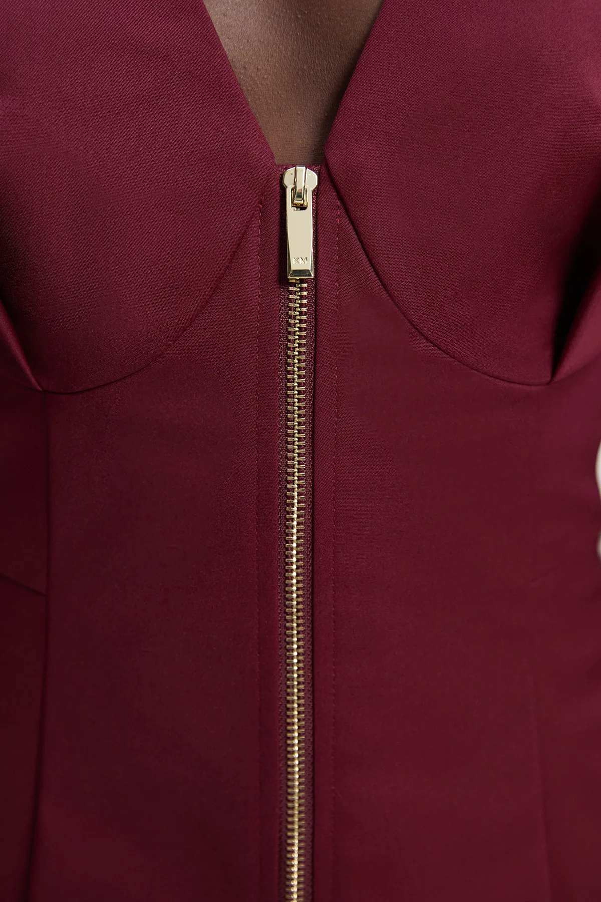 Techno Cotton Short Sleeve Zip Detail Woven Mini Dress BKK26370