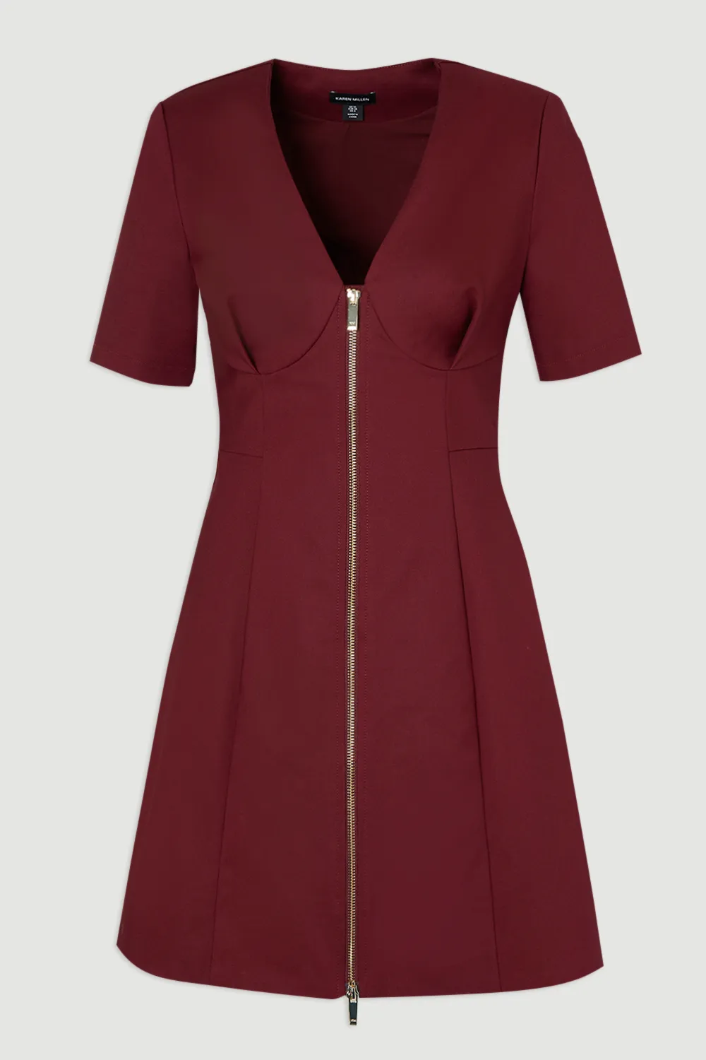 Techno Cotton Short Sleeve Zip Detail Woven Mini Dress BKK26370 4 Techno Cotton Short Sleeve Zip Detail Woven Mini Dress BKK26370