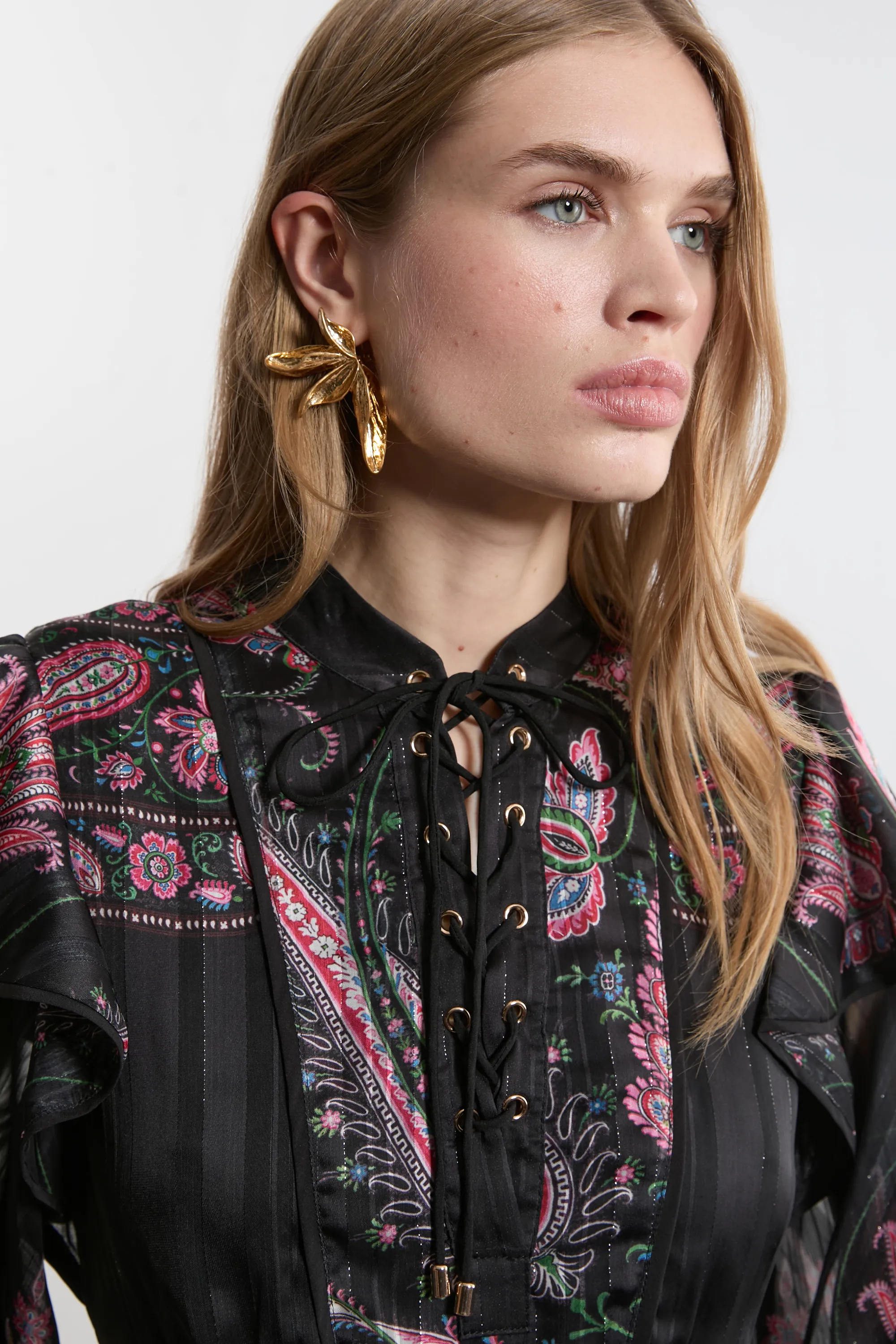 Boho Floral Woven Midaxi Dress With Lace Front Detail BKK21209