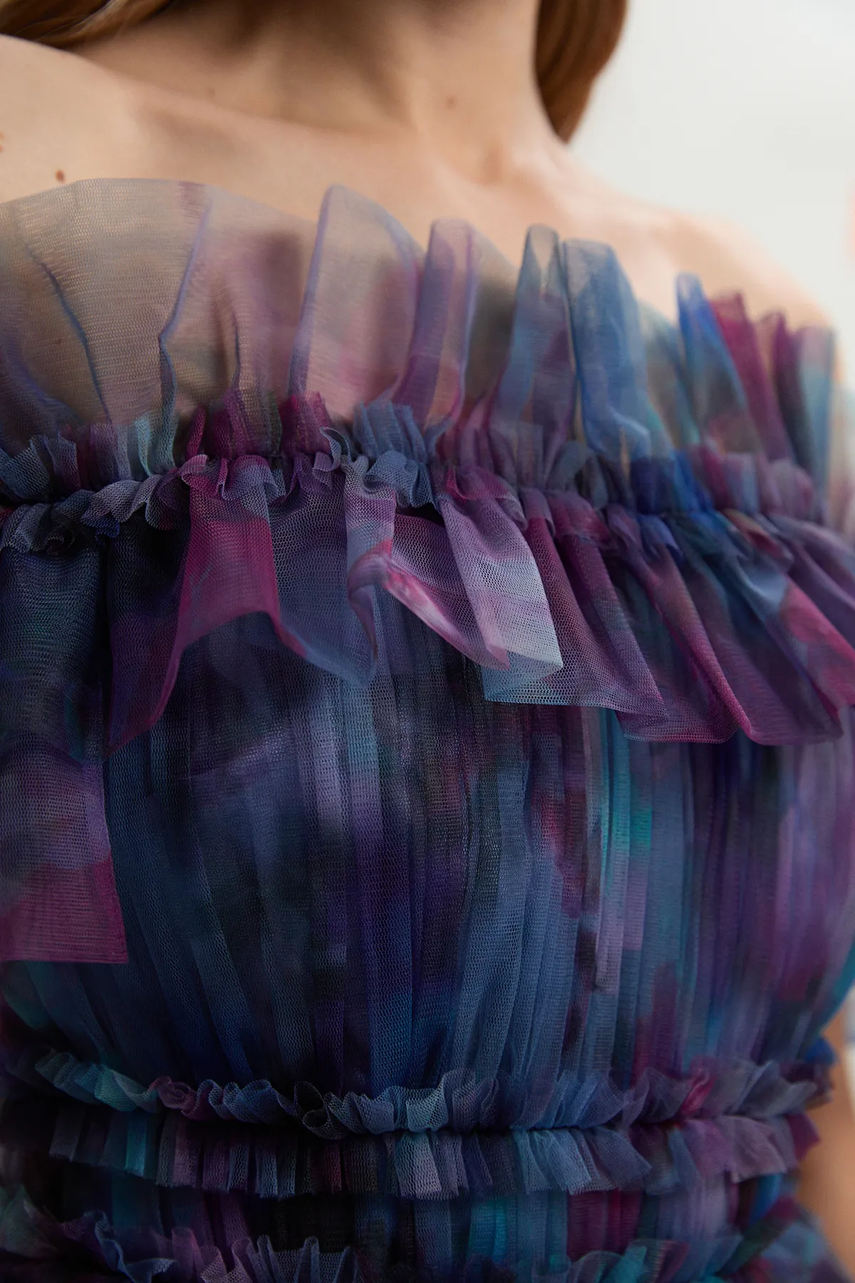 Floral Tulle Layered Off The Shoulder Blouse BKK26383 3 Floral Tulle Layered Off The Shoulder Blouse BKK26383