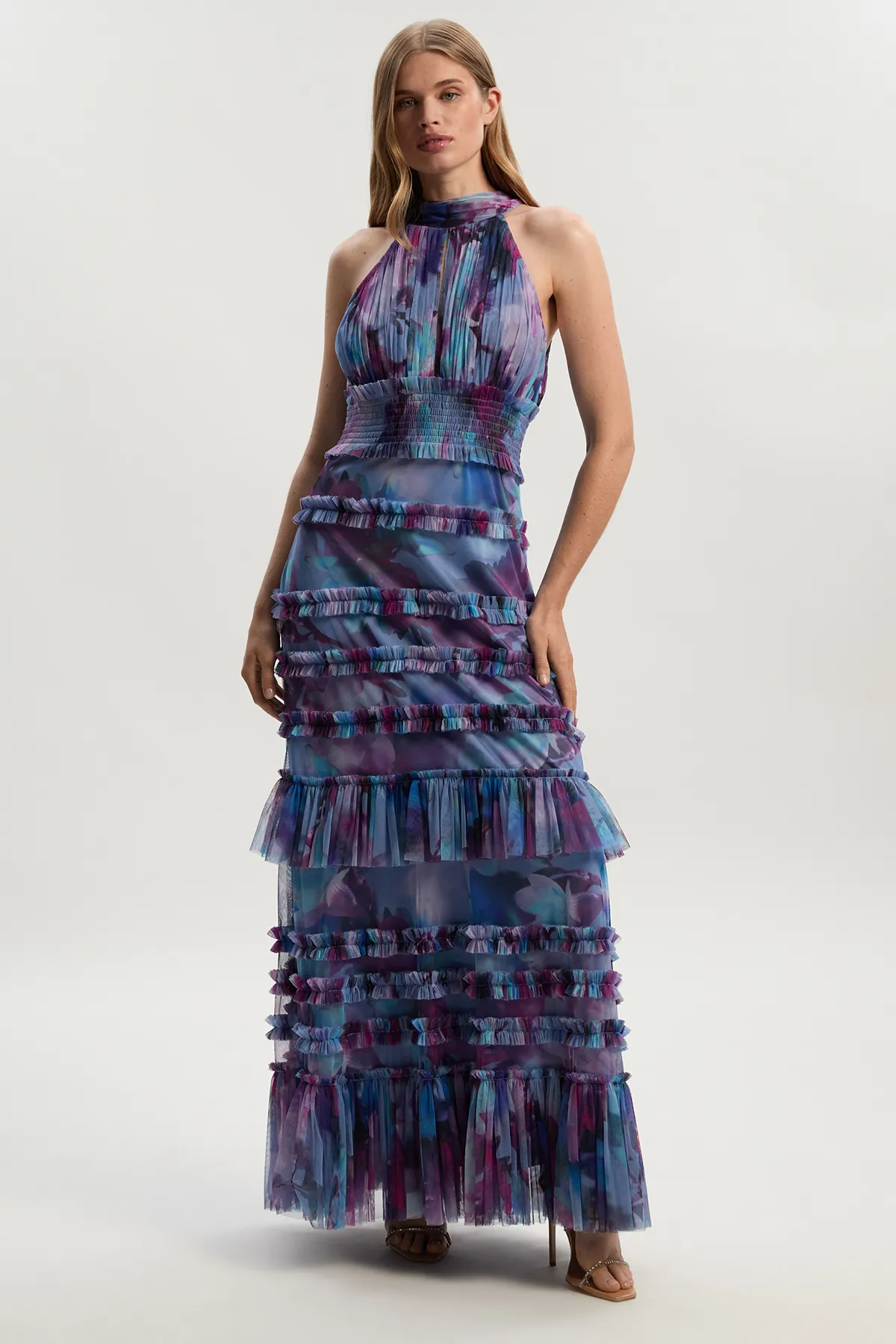 Tulle Layered Halter Neck Maxi Dress BKK26385 3 Tulle Layered Halter Neck Maxi Dress BKK26385