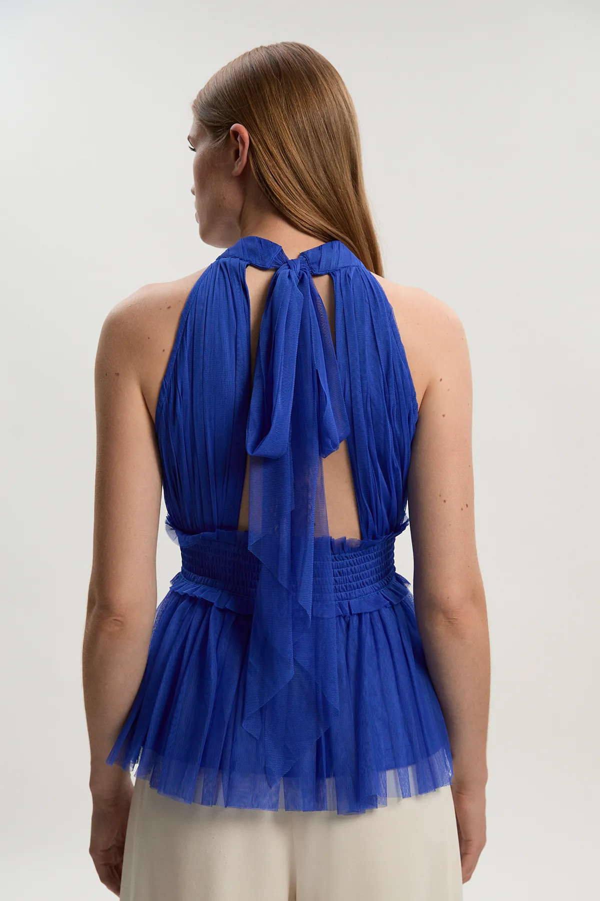 Tulle Layered Halter Neck Blouse BKK26386