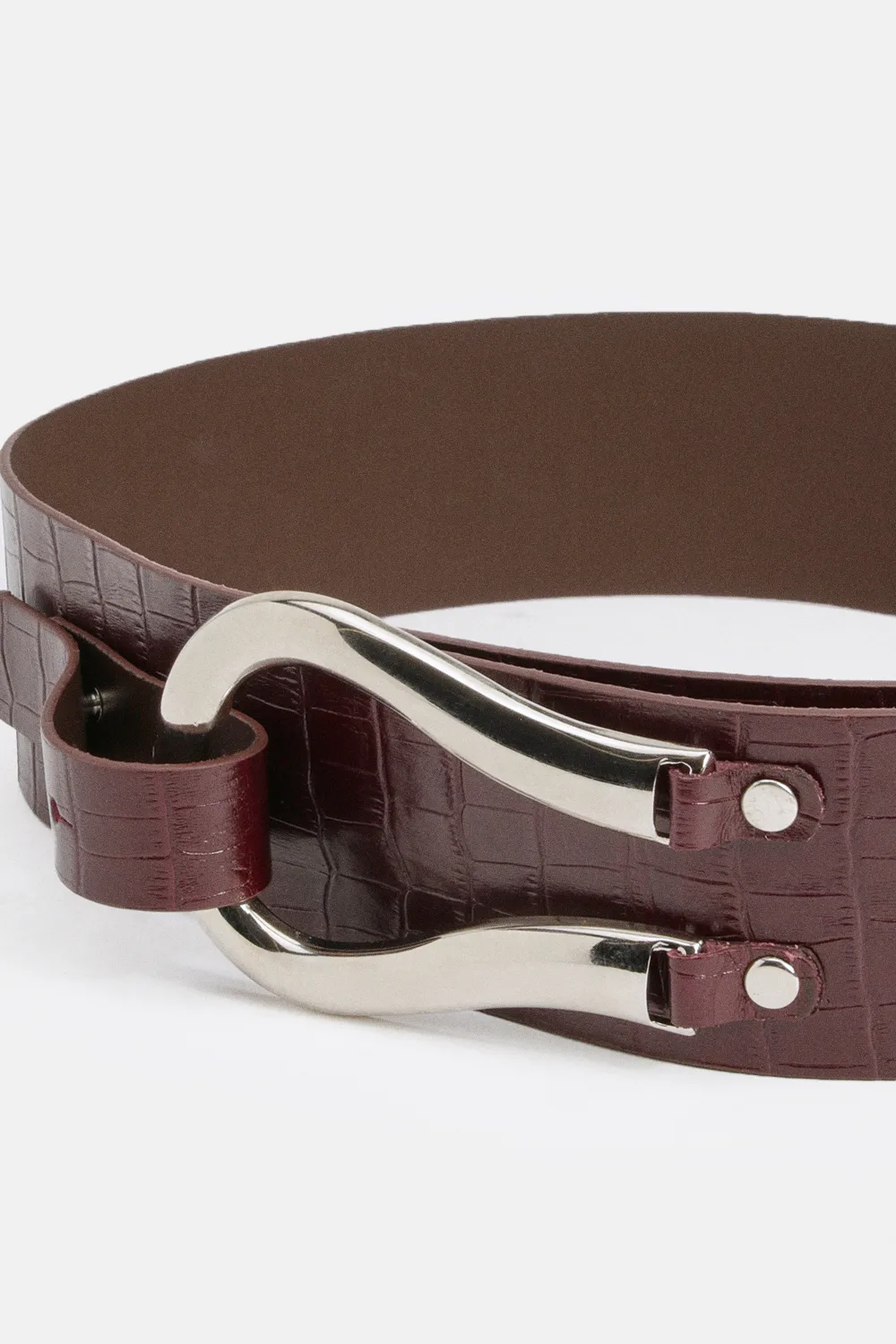 Croc Effect Leather Hardware Detail Waist Belt BKK26394 3 Croc Effect Leather Hardware Detail Waist Belt BKK26394