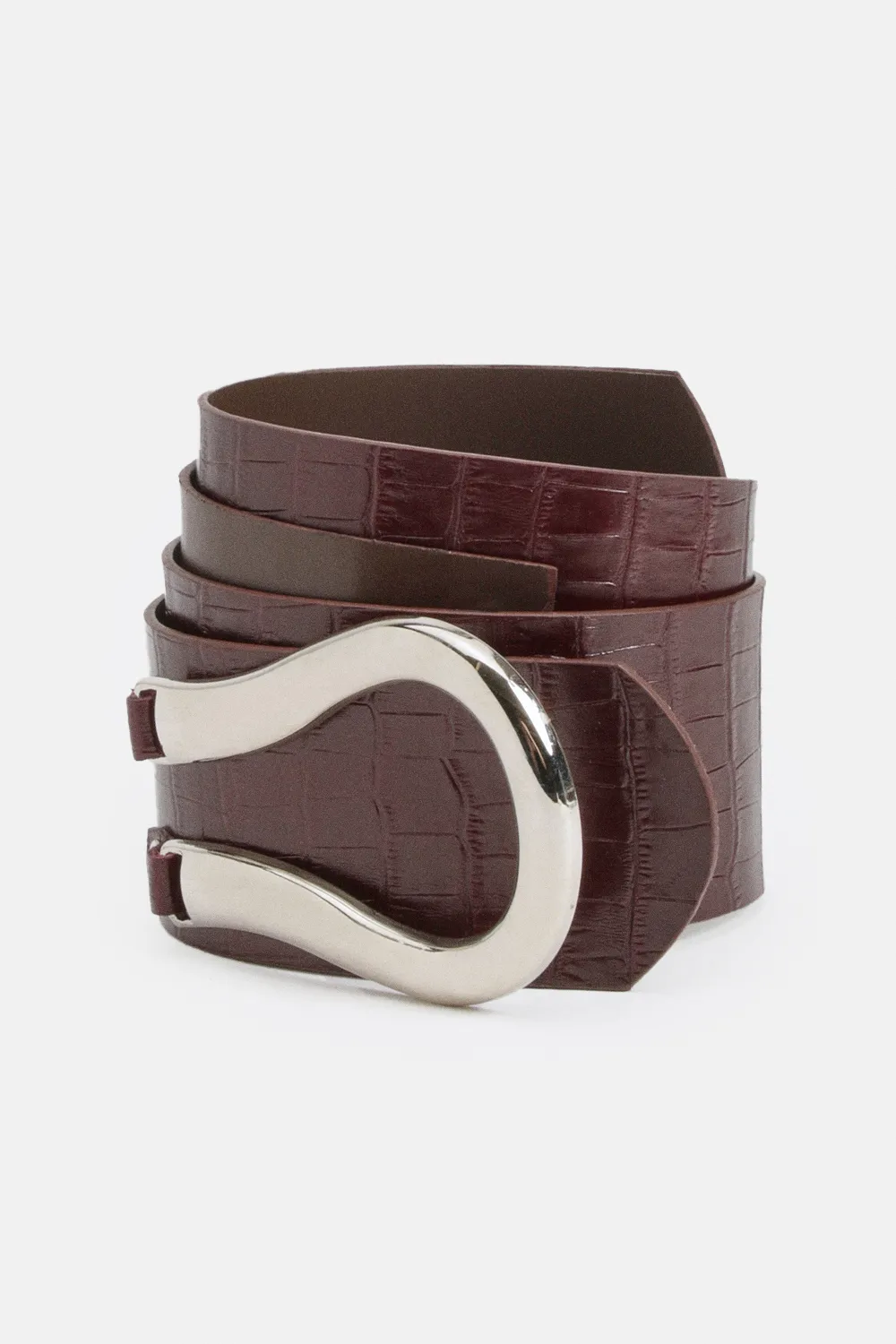 Croc Effect Leather Hardware Detail Waist Belt BKK26394 4 Croc Effect Leather Hardware Detail Waist Belt BKK26394