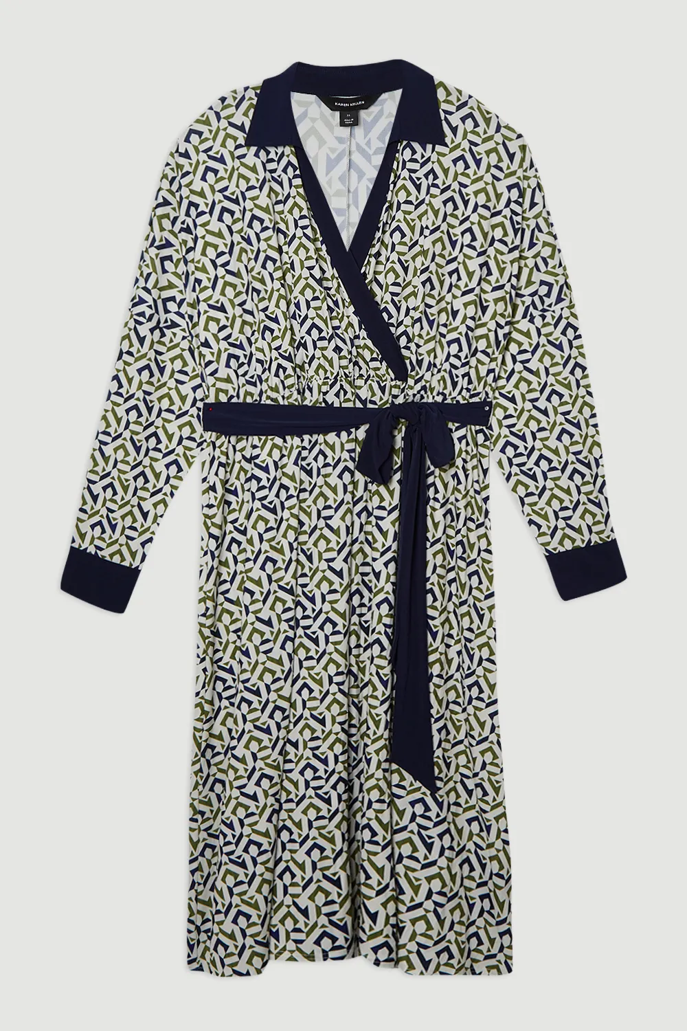 Plus Size Geo Print Crepe Tie Waist Maxi Dress BKK26402 4 Plus Size Geo Print Crepe Tie Waist Maxi Dress BKK26402