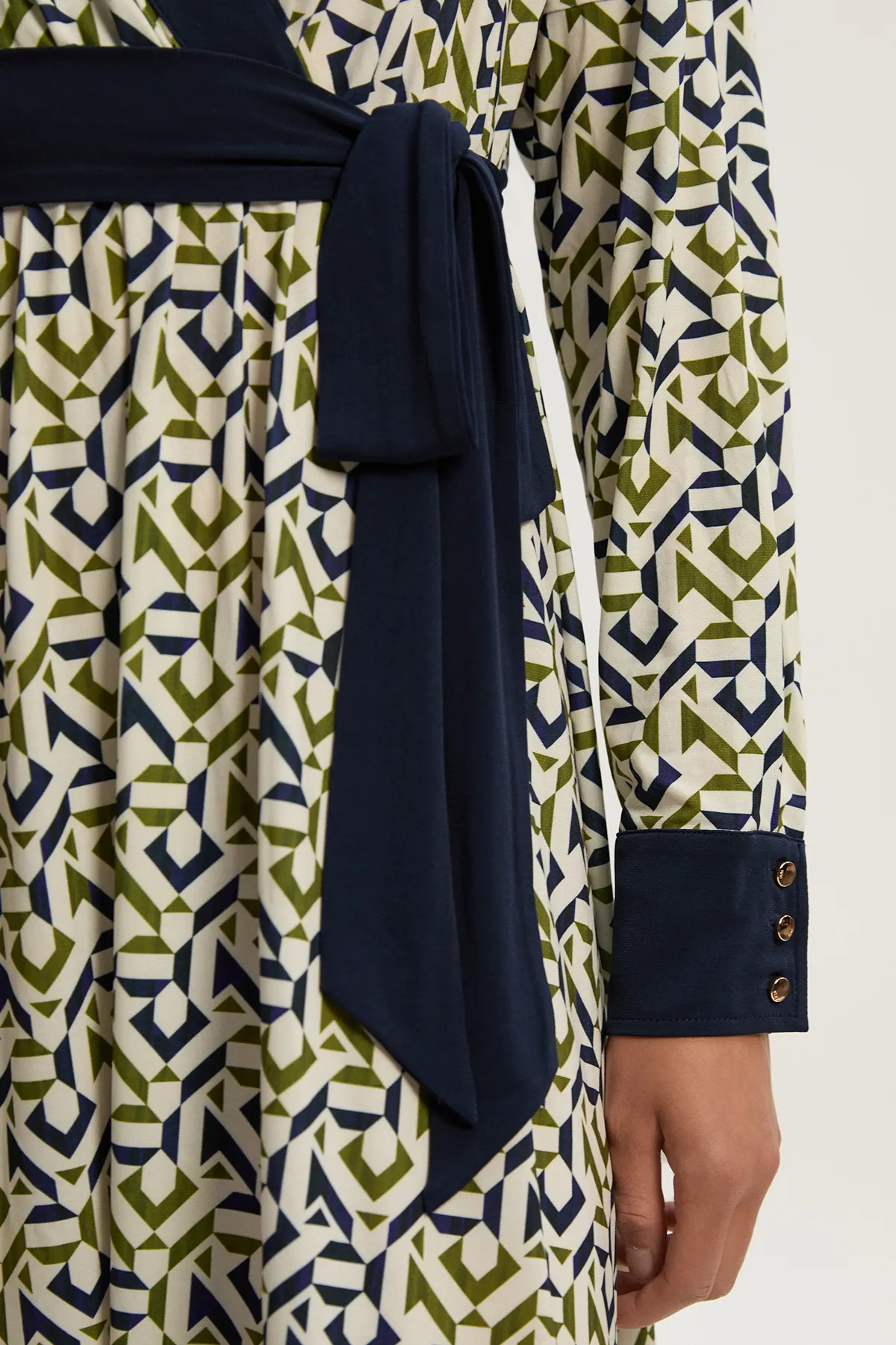 Geo Print Crepe Tie Waist Maxi Dress BKK26403 3 Geo Print Crepe Tie Waist Maxi Dress BKK26403