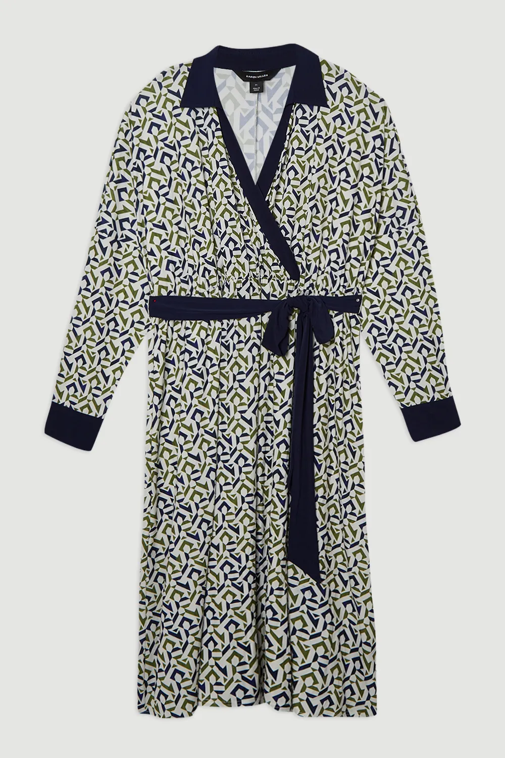 Geo Print Crepe Tie Waist Maxi Dress BKK26403 4 Geo Print Crepe Tie Waist Maxi Dress BKK26403