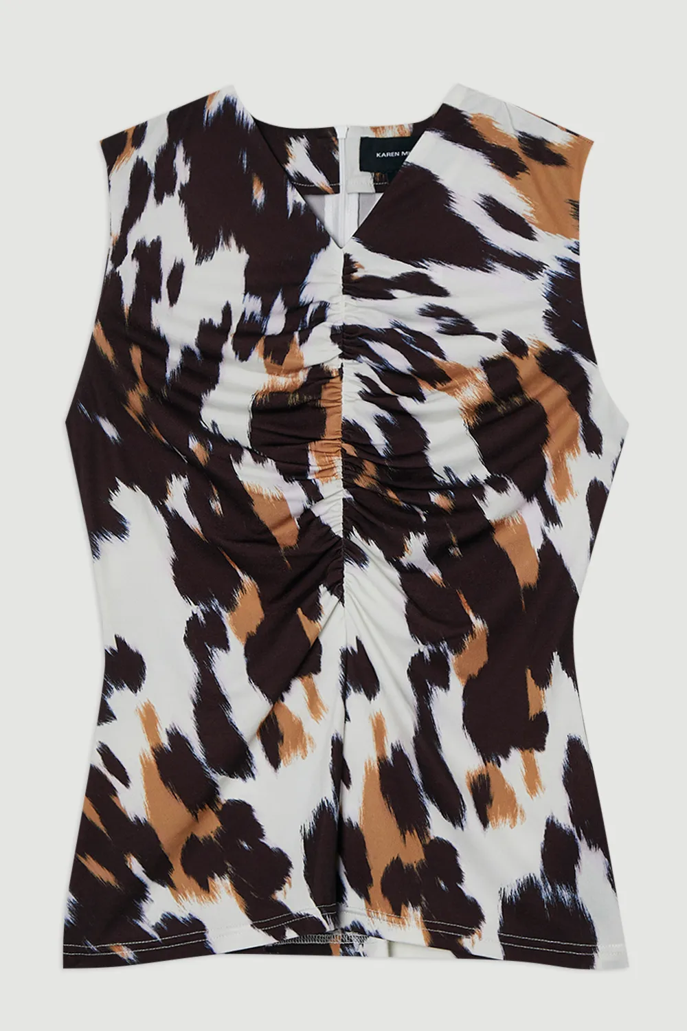 Animal Print Crepe Ruched Top BKK26404