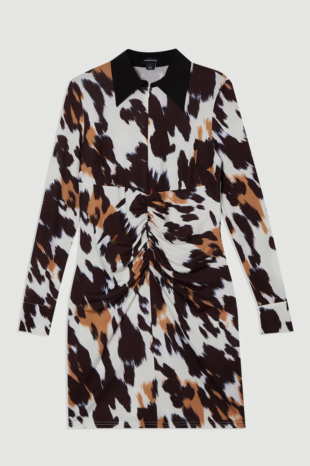 Animal Print Crepe Collared Mini Dress BKK26406 4 Animal Print Crepe Collared Mini Dress BKK26406