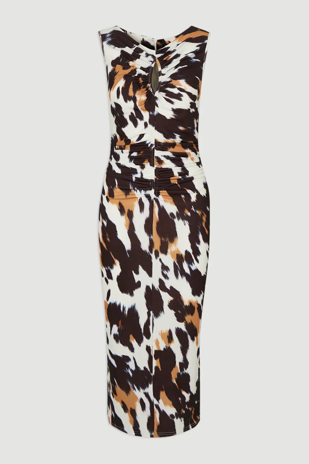 Animal Print Crepe Cut Out Neck Midi Dress BKK26407 4 Animal Print Crepe Cut Out Neck Midi Dress BKK26407