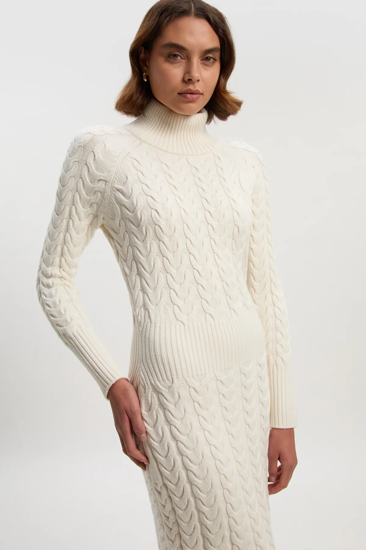 Petite Cable Knit Funnel Neck Maxi Dress BKK26430