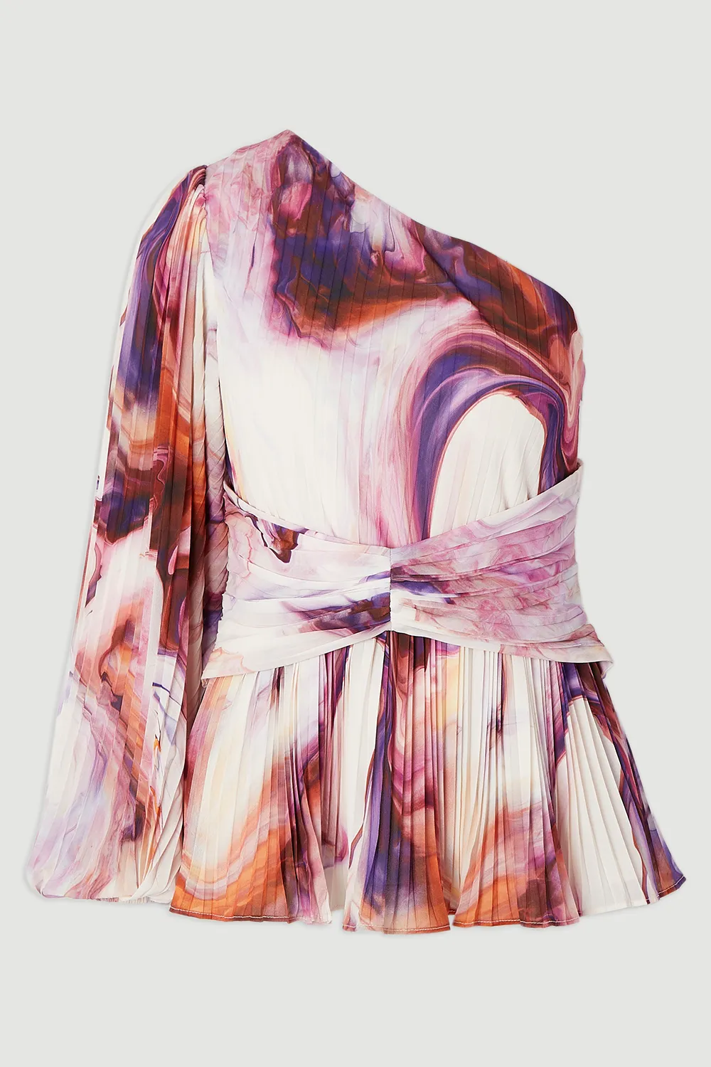 Marble Soft Pleated One Shoulder Blouse BKK26460