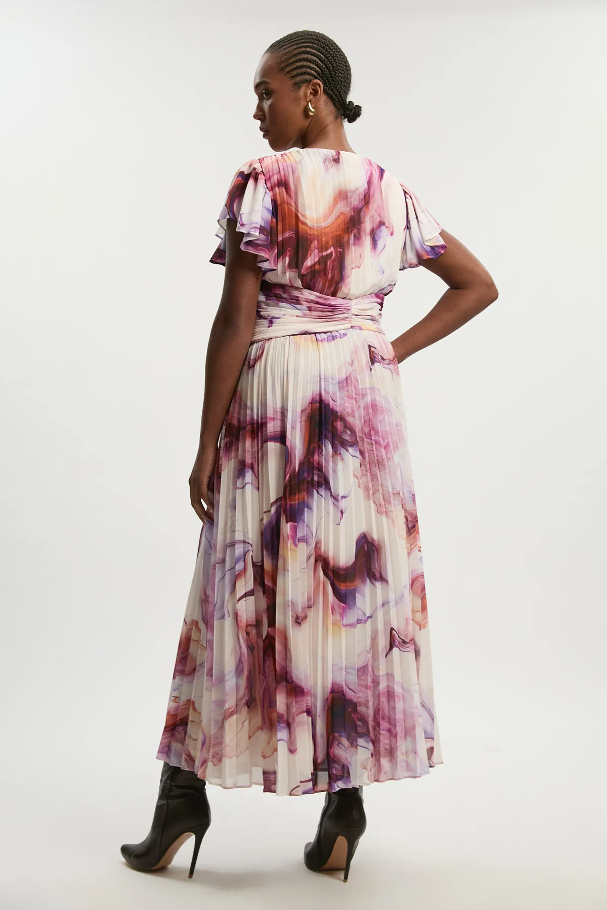 Plus Size Marble Soft Pleated V Neck Woven Maxi Dress BKK26459 6 Plus Size Marble Soft Pleated V Neck Woven Maxi Dress BKK26459