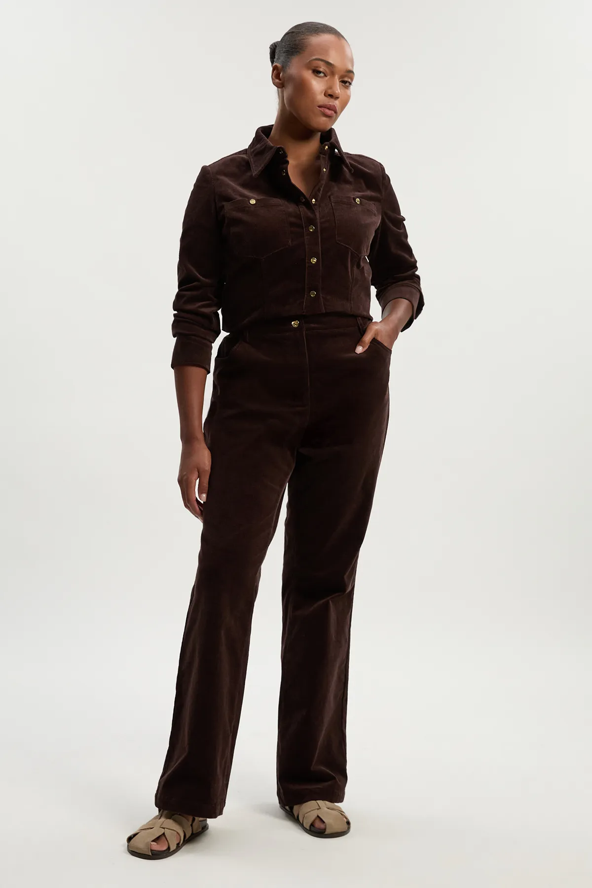 Plus Size Stretch Cord Kickflare Jean BKK26470