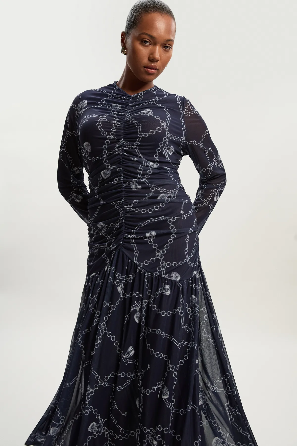 Plus Size Chain Print Mesh Maxi Dress BKK26474 3 Plus Size Chain Print Mesh Maxi Dress BKK26474