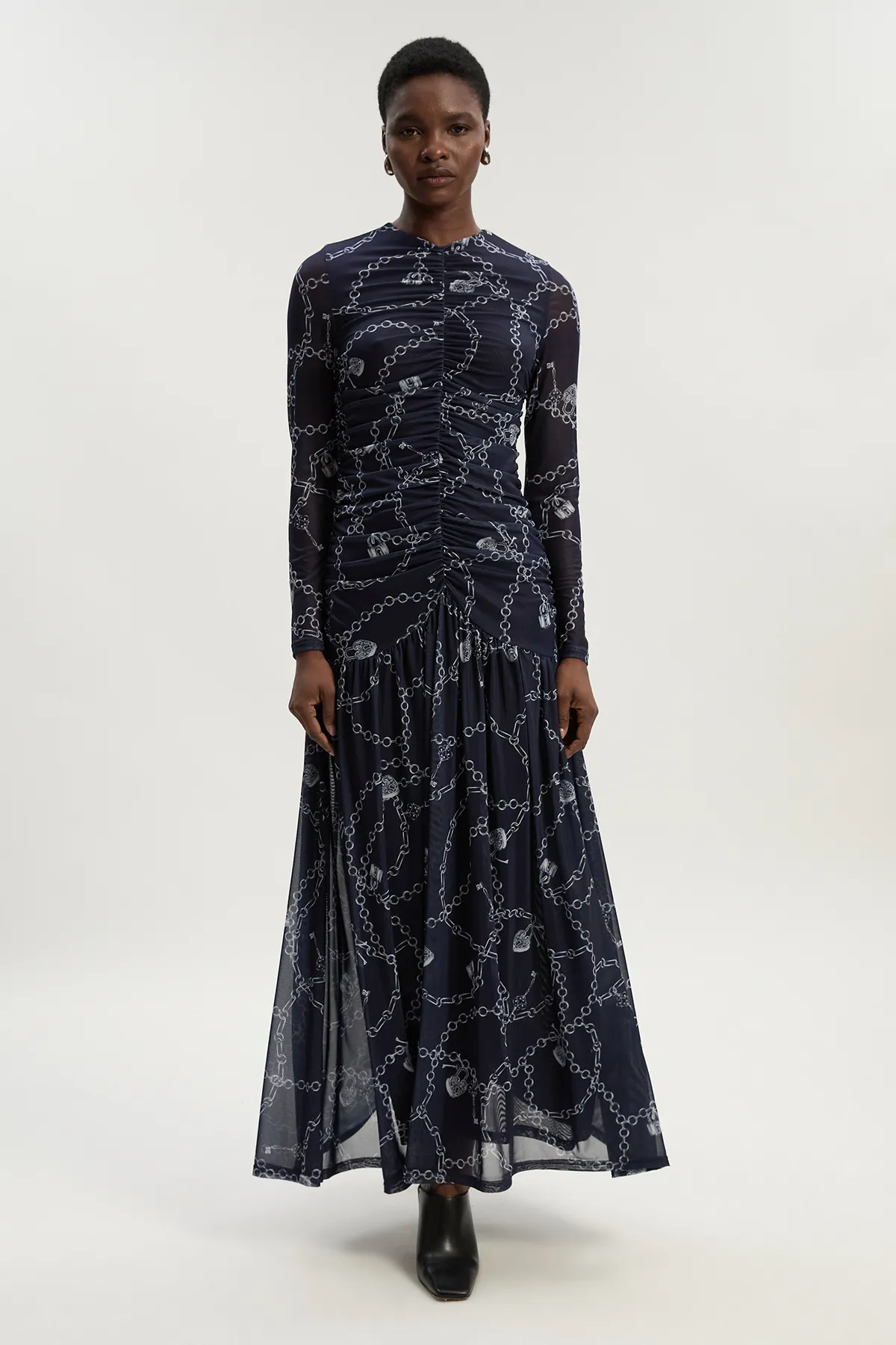 Chain Print Mesh Maxi Dress BKK26476