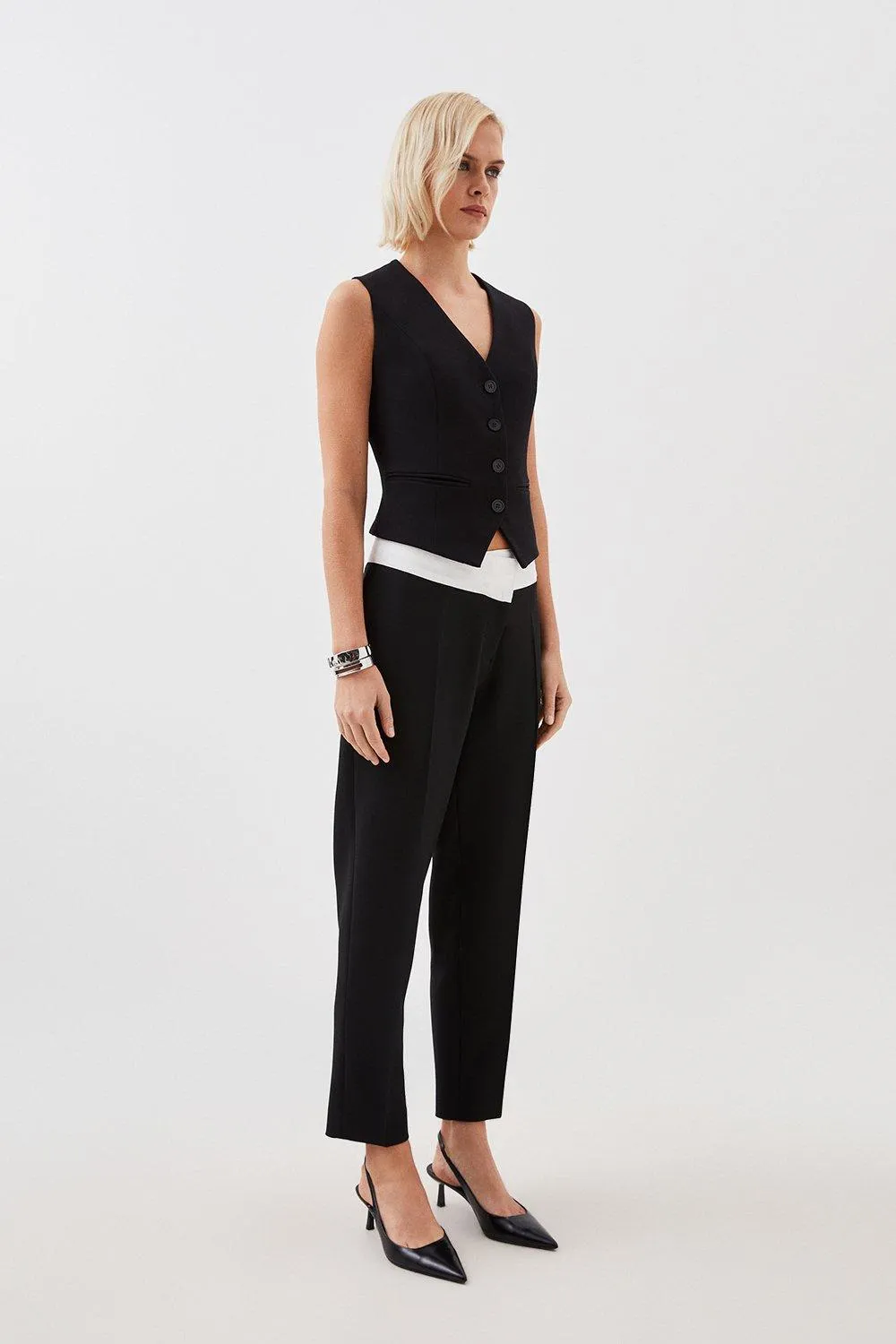 Tailored Compact Stretch Asymmetric Waistband Detail Pants BKK15525 3 Tailored Compact Stretch Asymmetric Waistband Detail Pants BKK15525