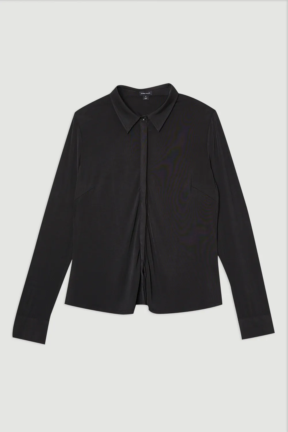 Plus Size Drapey Crepe Slim Collared Shirt BKK26484 4 Plus Size Drapey Crepe Slim Collared Shirt BKK26484