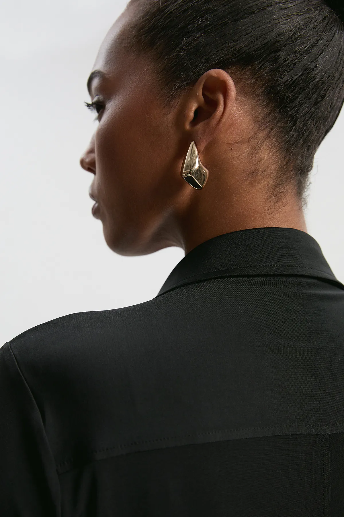 Plus Size Drapey Crepe Slim Collared Shirt BKK26484 5 Plus Size Drapey Crepe Slim Collared Shirt BKK26484