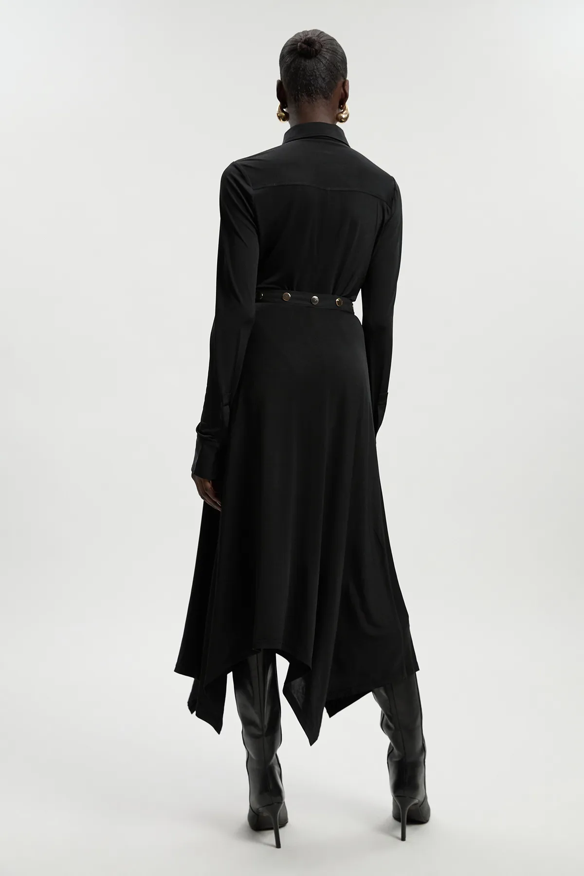 Petite Drapey Crepe Hanky Hem Eyelet Detail Maxi Skirt BKK26485