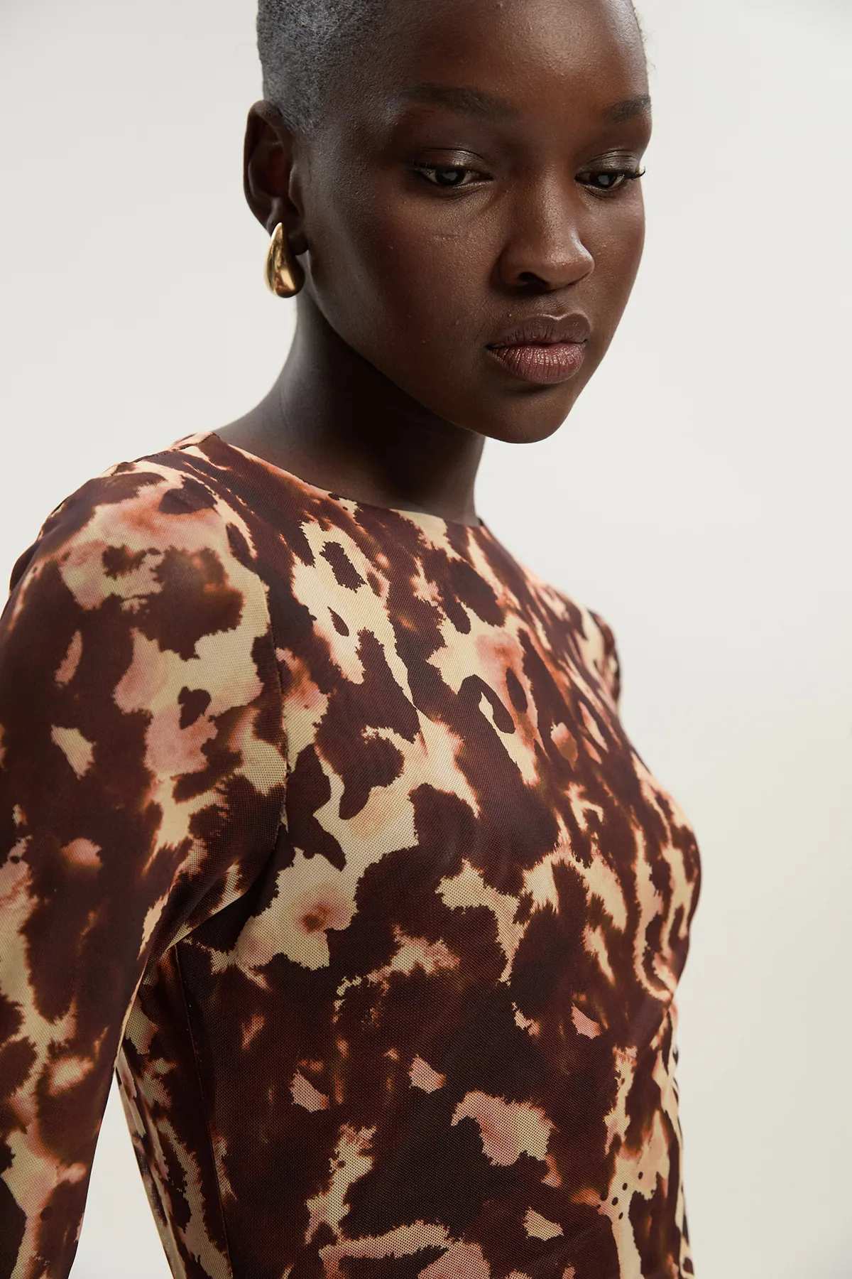 Long Sleeve Leopard Print Mesh Bodysuit BKK26492