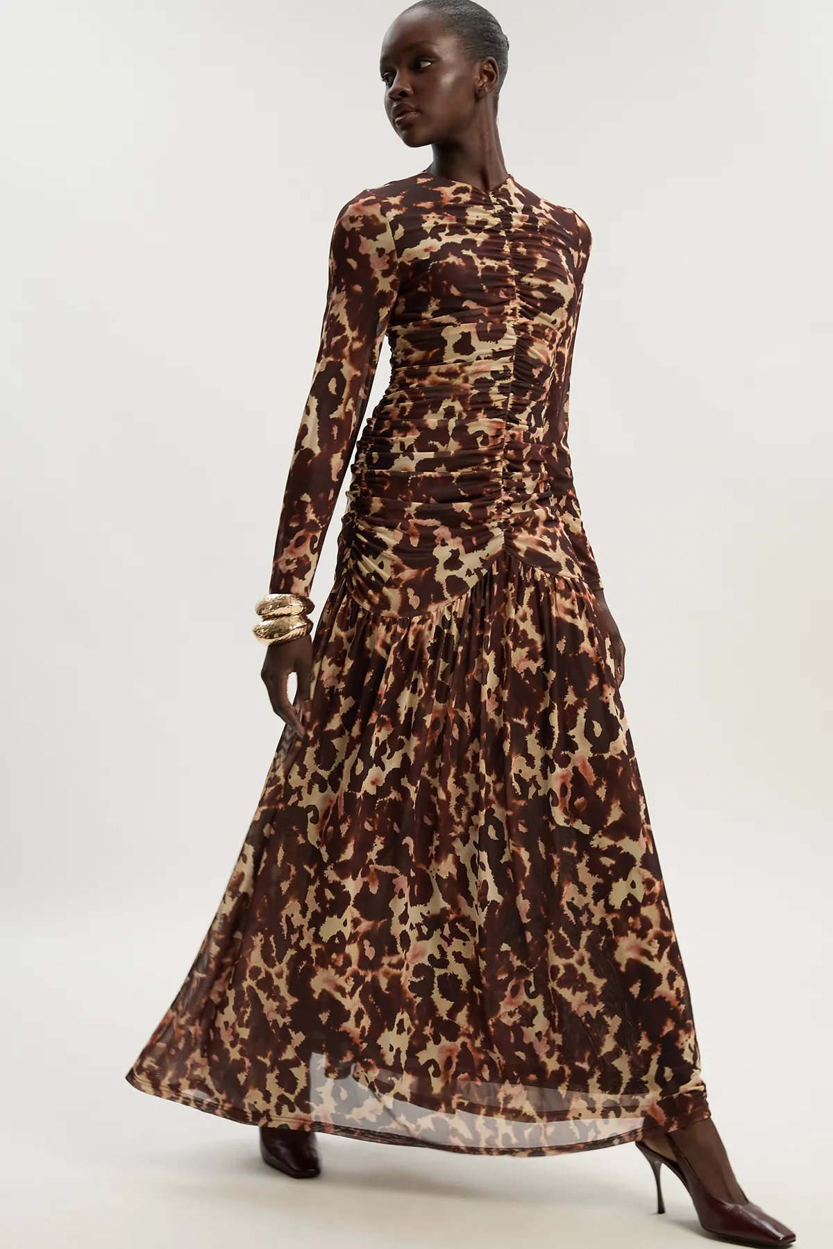 Leopard Print Mesh Maxi Dress BKK26494