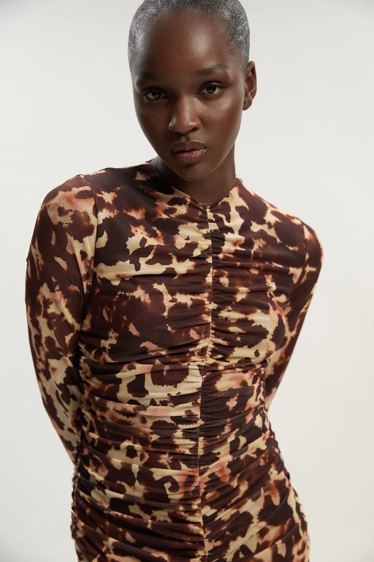 Leopard Print Mesh Maxi Dress BKK26494