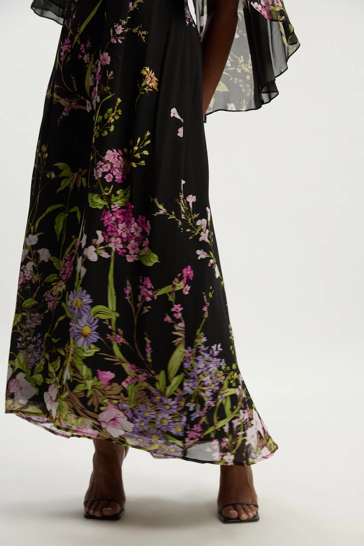 Plus Size Floral Border Print Viscose Woven Cape Sleeve Maxi Dress BKK26524 3 Plus Size Floral Border Print Viscose Woven Cape Sleeve Maxi Dress BKK26524