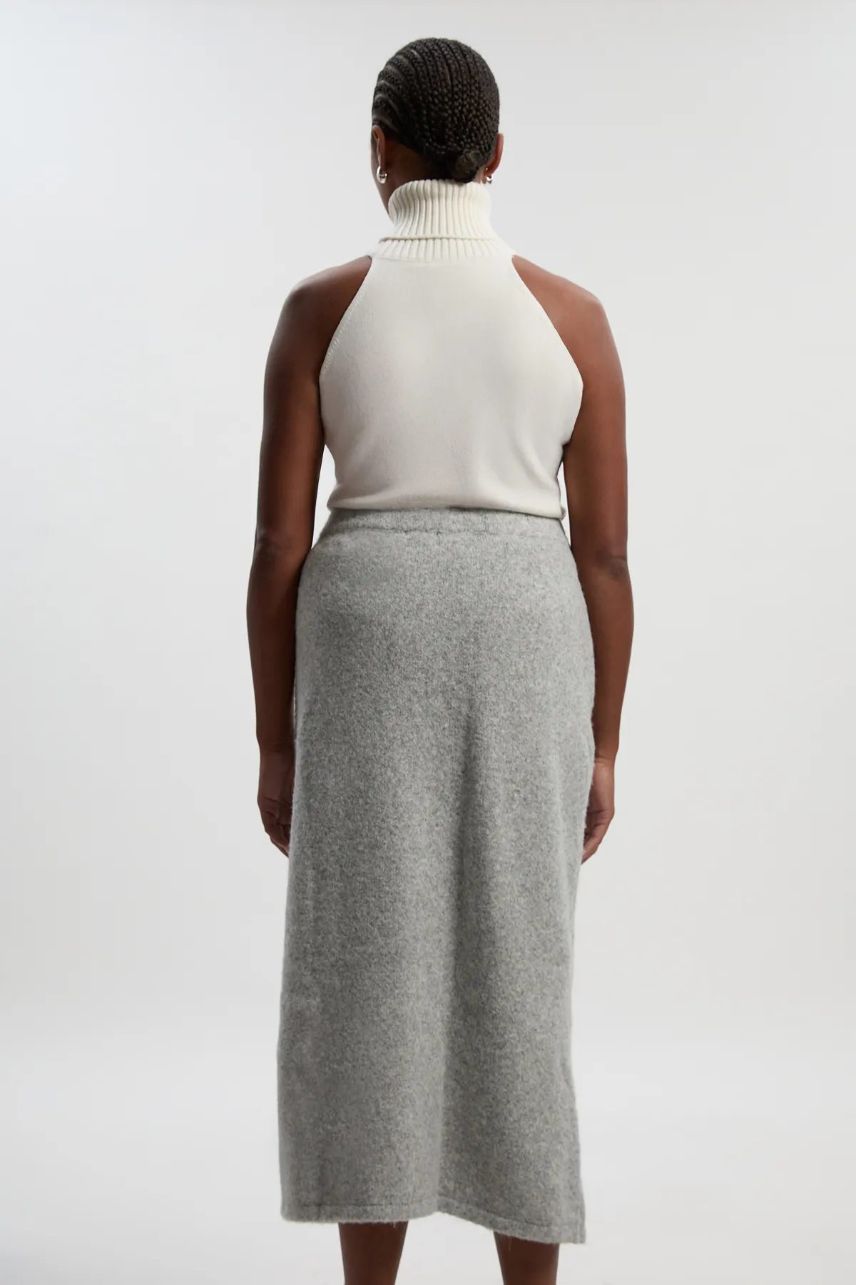 Plus Size Wool Blend Embellished Cosy Pencil Midi Skirt BKK26541