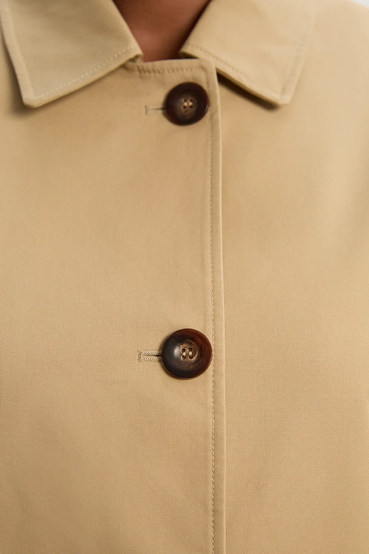 Plus Size Cotton Button Tailored Jacket BKK26556