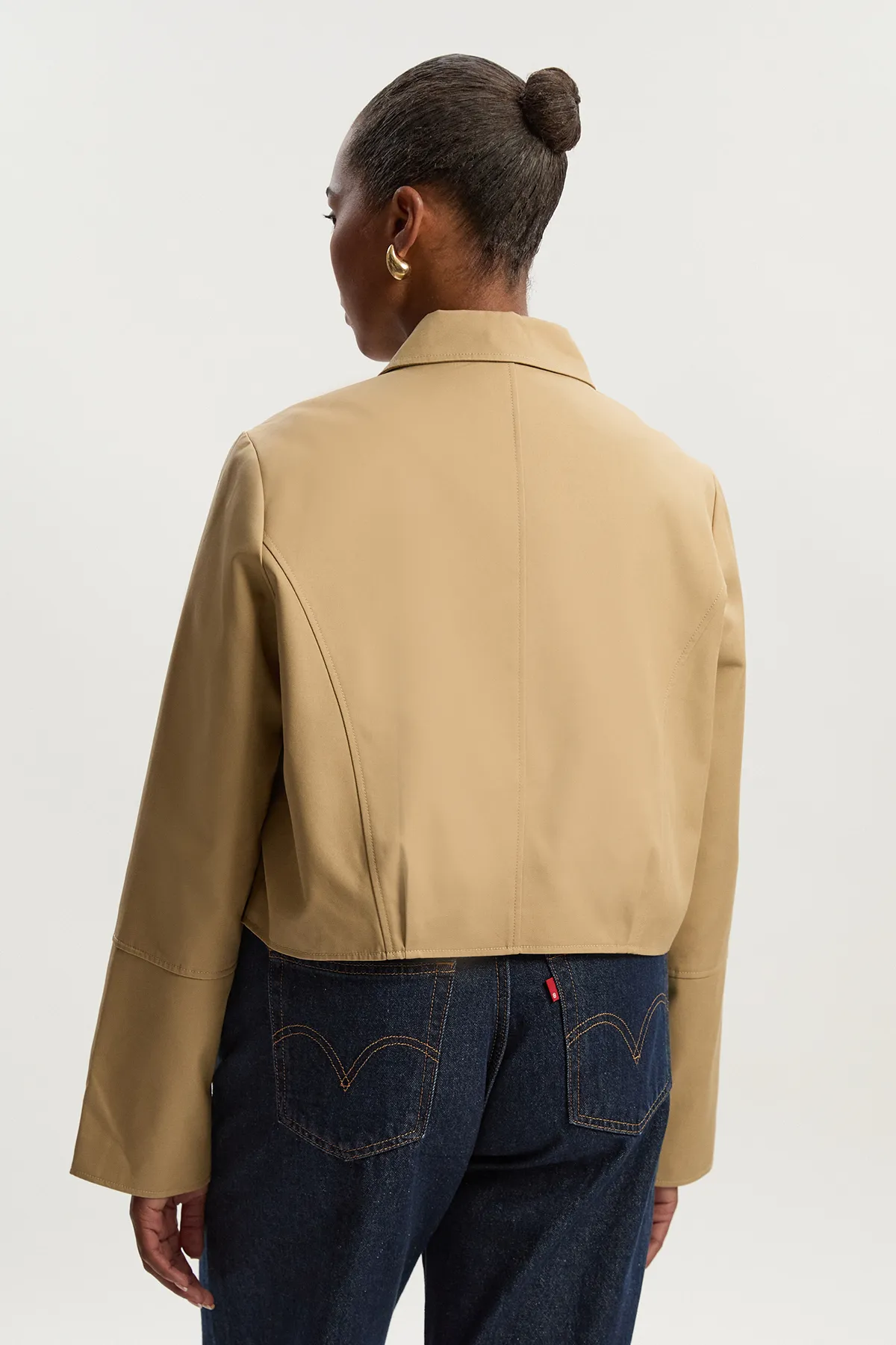 Plus Size Cotton Button Tailored Jacket BKK26556