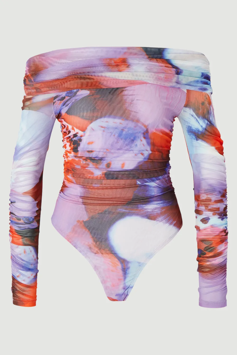 Floral Printed Mesh Off The Shoulder Bodysuit BKK26557 4 Floral Printed Mesh Off The Shoulder Bodysuit BKK26557