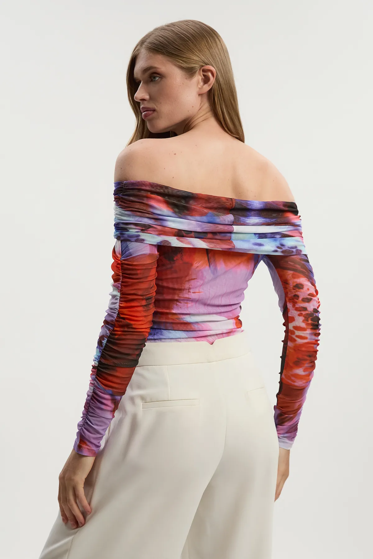 Floral Printed Mesh Off The Shoulder Bodysuit BKK26557 5 Floral Printed Mesh Off The Shoulder Bodysuit BKK26557