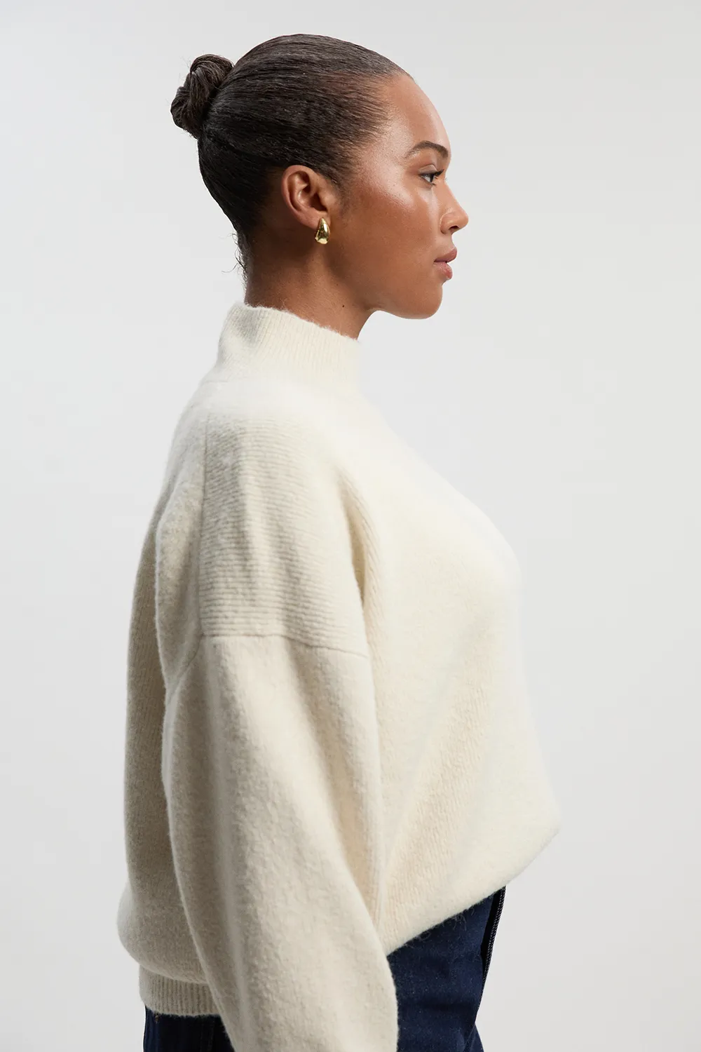 Plus Size Wool Blend Cozy Funnel Neck Sweater BKK26571