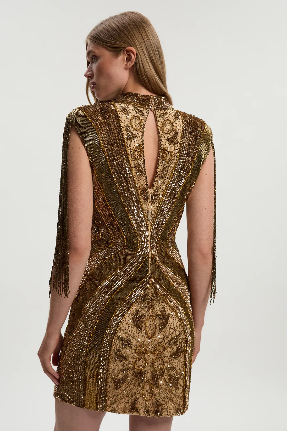 Embellished Beaded Cap Sleeve Woven Mini Dress BKK26616 5 Embellished Beaded Cap Sleeve Woven Mini Dress BKK26616