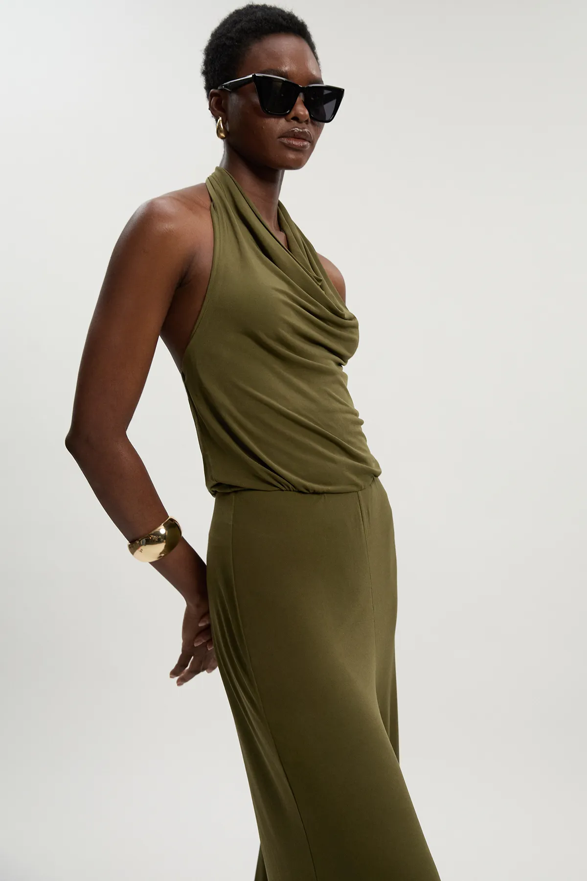 Halter Neck Jersey Crepe Jumpsuit BKK26654