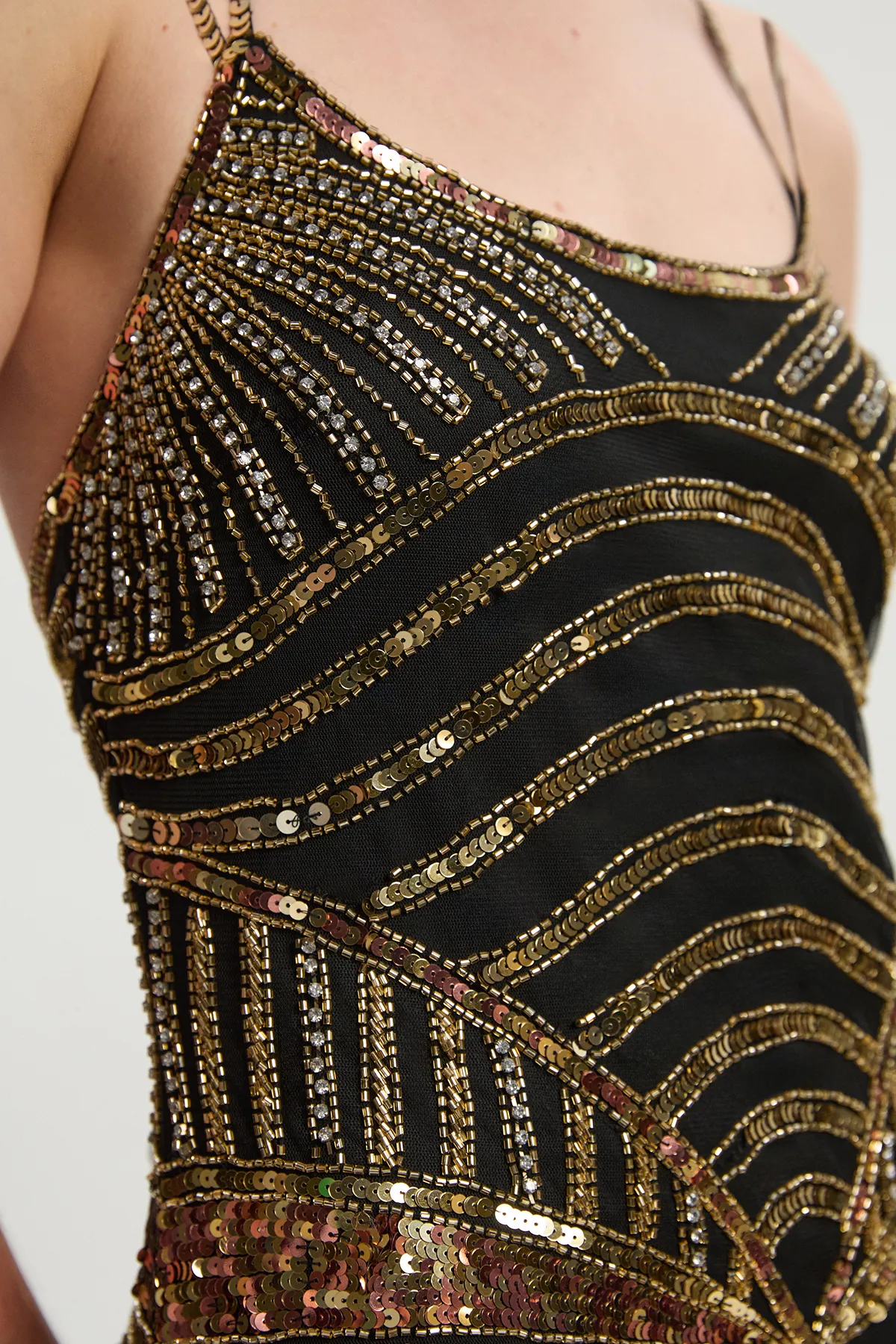 Petite Premium Mirrored Crystal Embellished Woven Prom Dress BKK26698 3 Petite Premium Mirrored Crystal Embellished Woven Prom Dress BKK26698