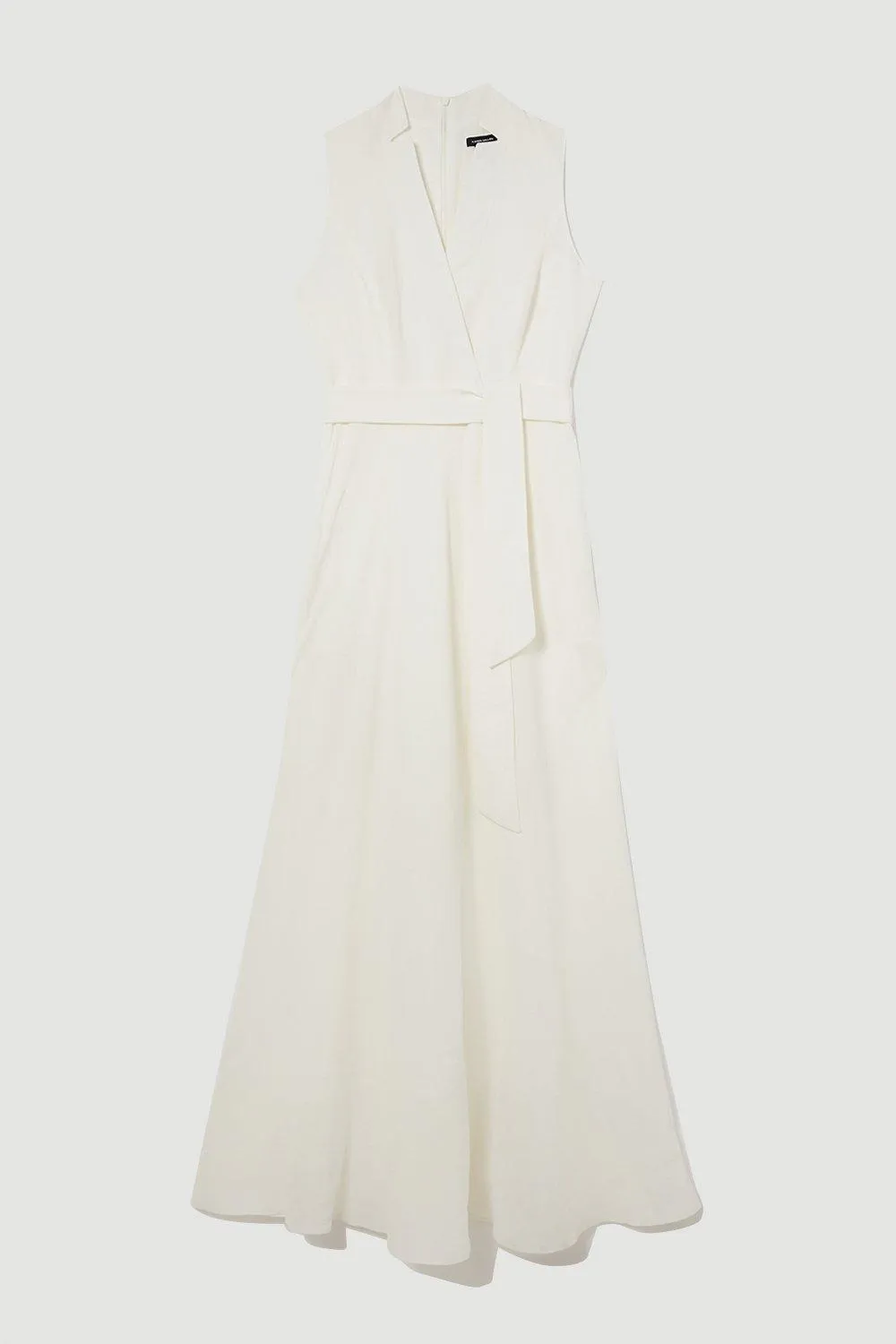 Lydia Millen Petite Linen Wrap Tie Waisted Maxi Dress BKK04021