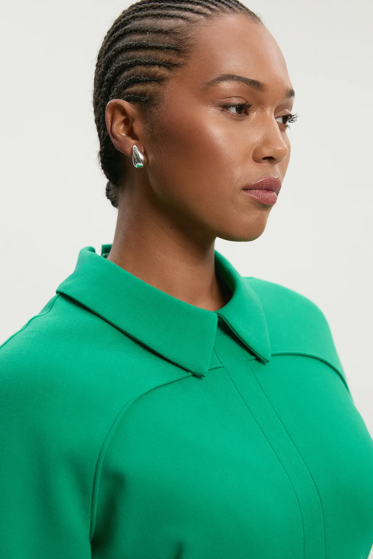 Plus Size Compact Stretch Tab Detail Full Skirted Midi Dress BKK26716