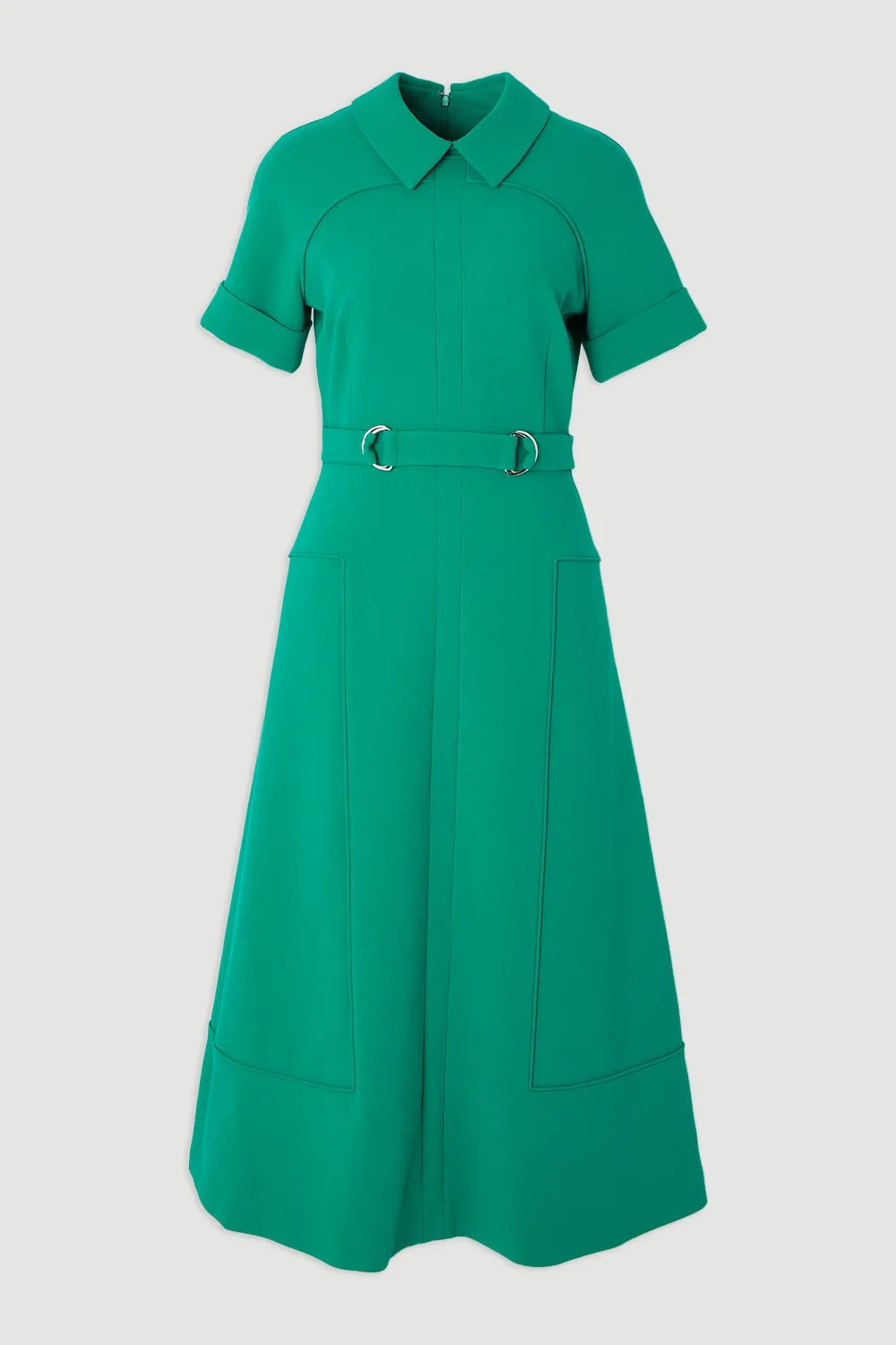 Plus Size Compact Stretch Tab Detail Full Skirted Midi Dress BKK26716