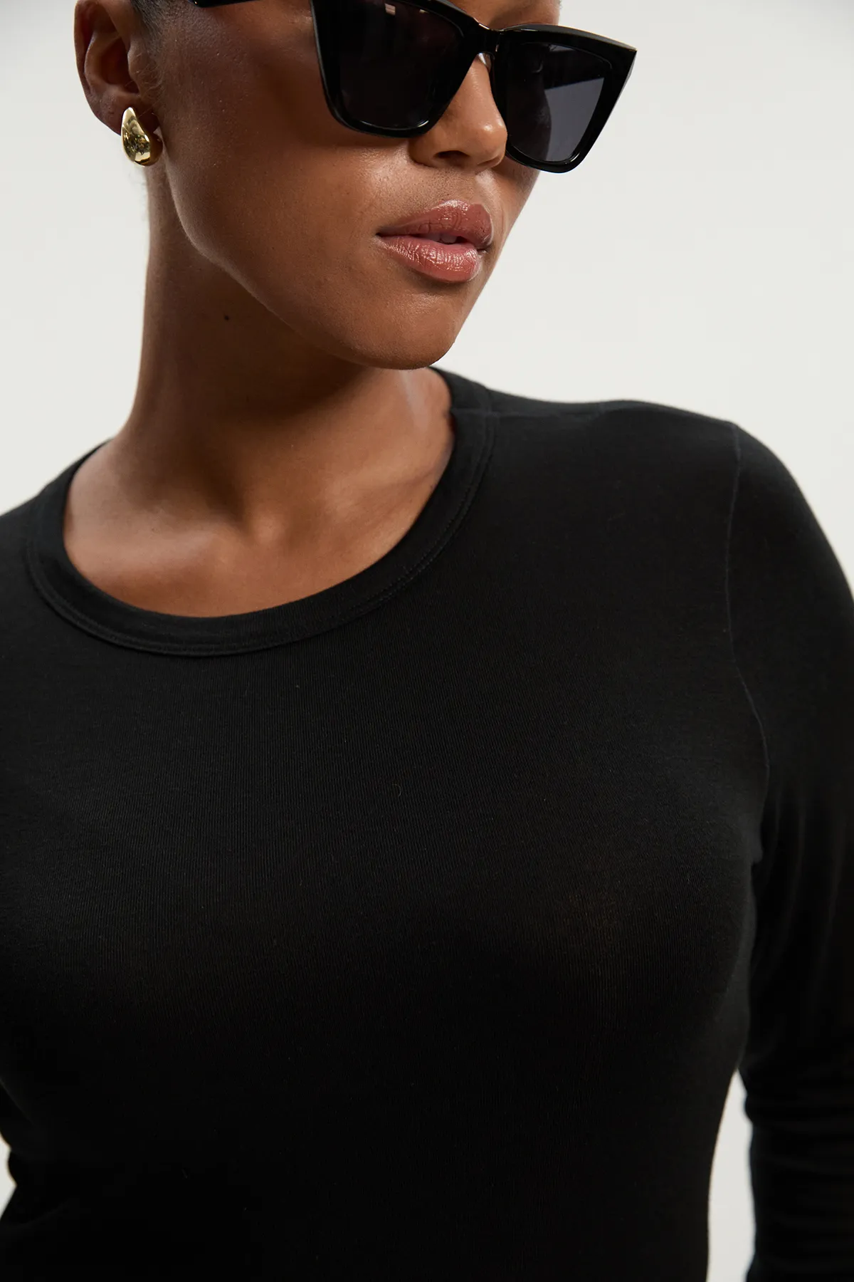 Plus Size Wool Blend Crew Neck Long Sleeve Top BKK26735